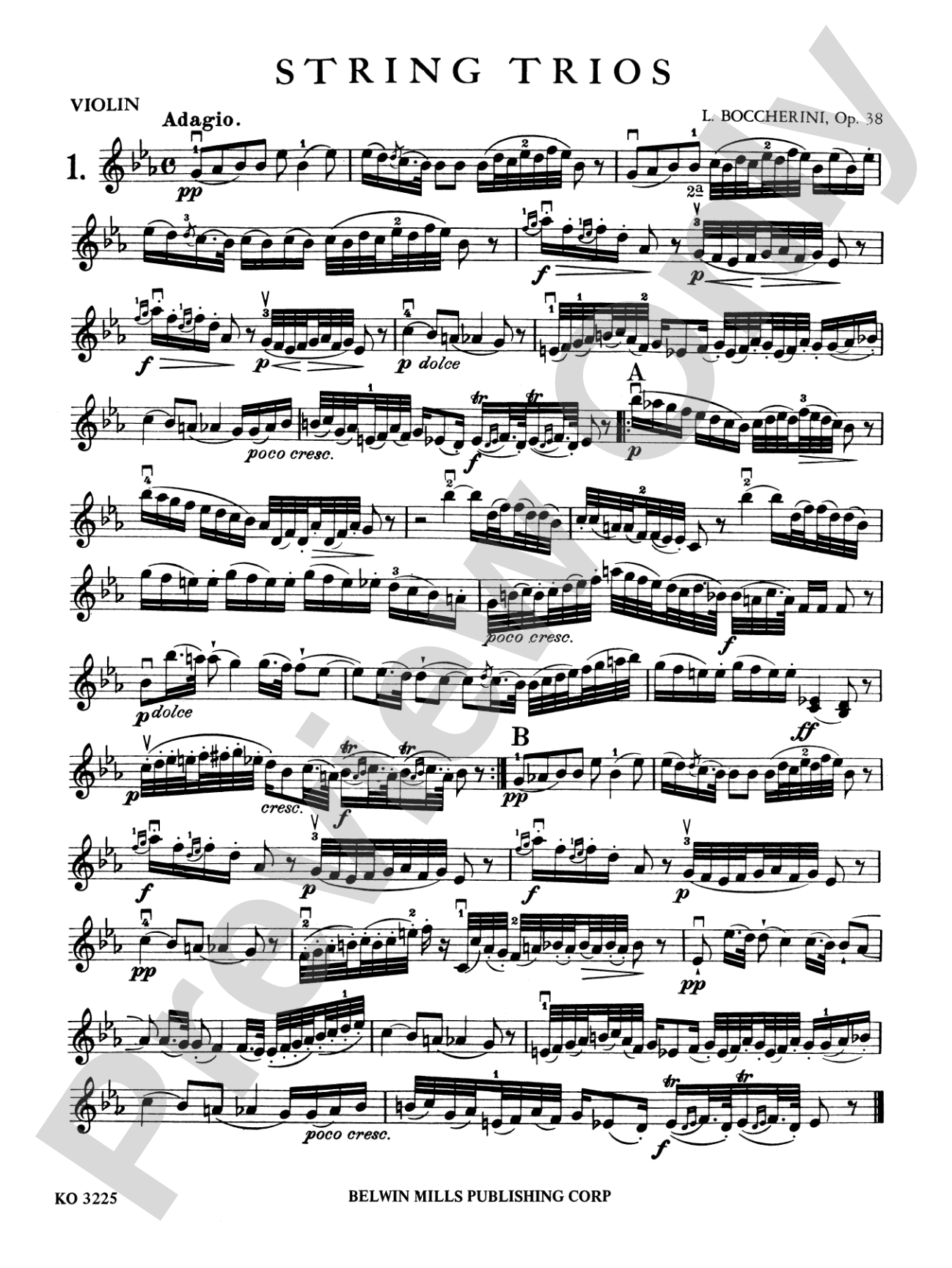 Boccherini: Three Trios, Op. 38: String Trio Book