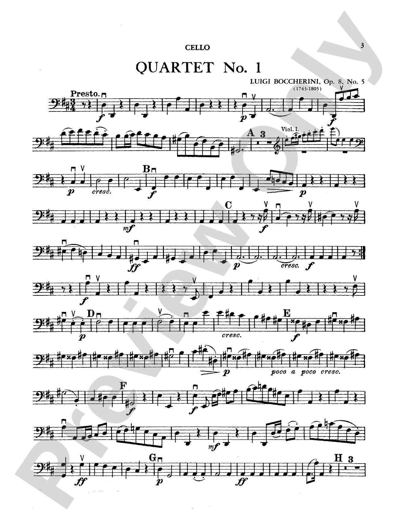 Boccherini: Nine Selected String Quartets