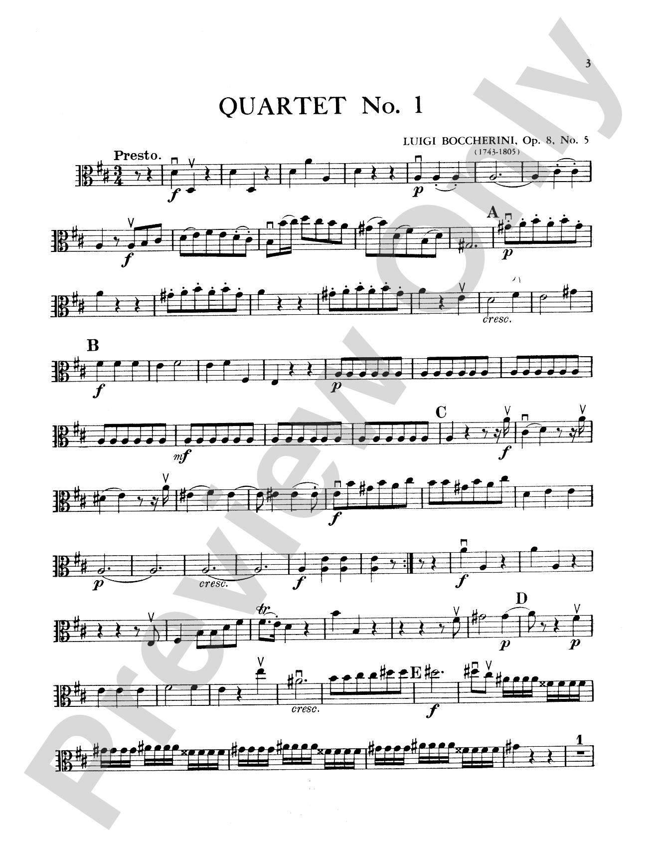 Boccherini: Nine Selected String Quartets