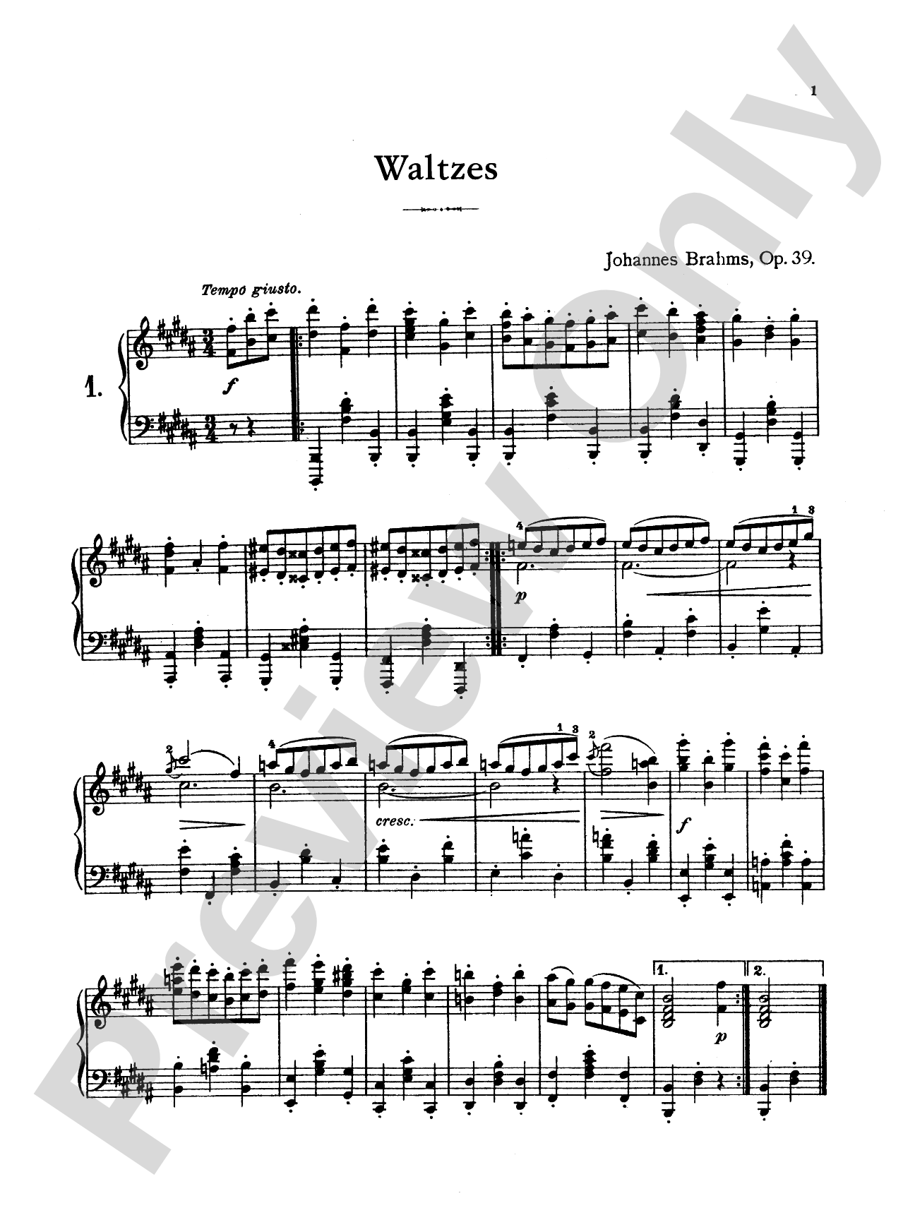 Brahms: Waltzes, Op. 39