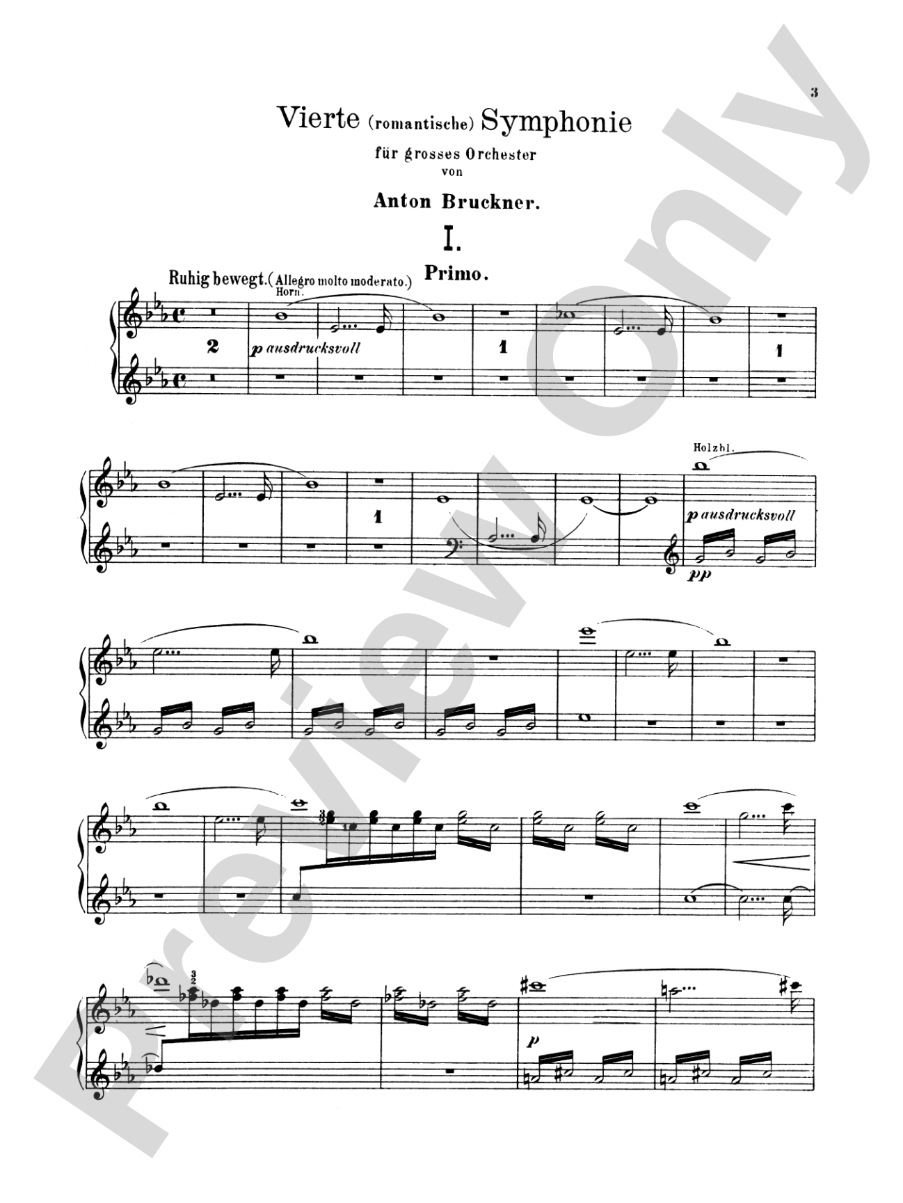 Bruckner: Symphony No. 4 in E flat "Romantic": Piano Duet (1 Piano, 4 Hands) Book