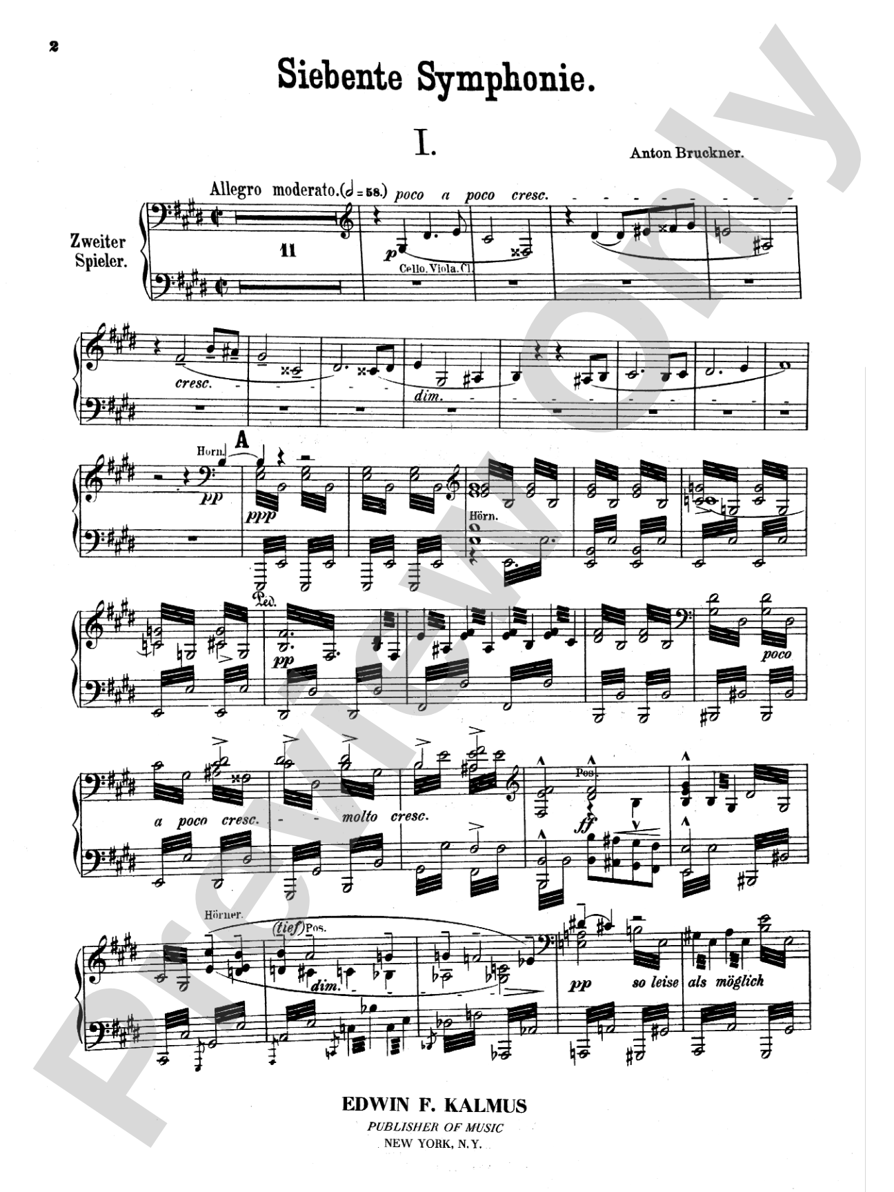 Bruckner: Symphony No. 7 in E Major (ISBN: 0757912818): Piano Duet (1 Piano, 4 Hands) Comb Bound Book