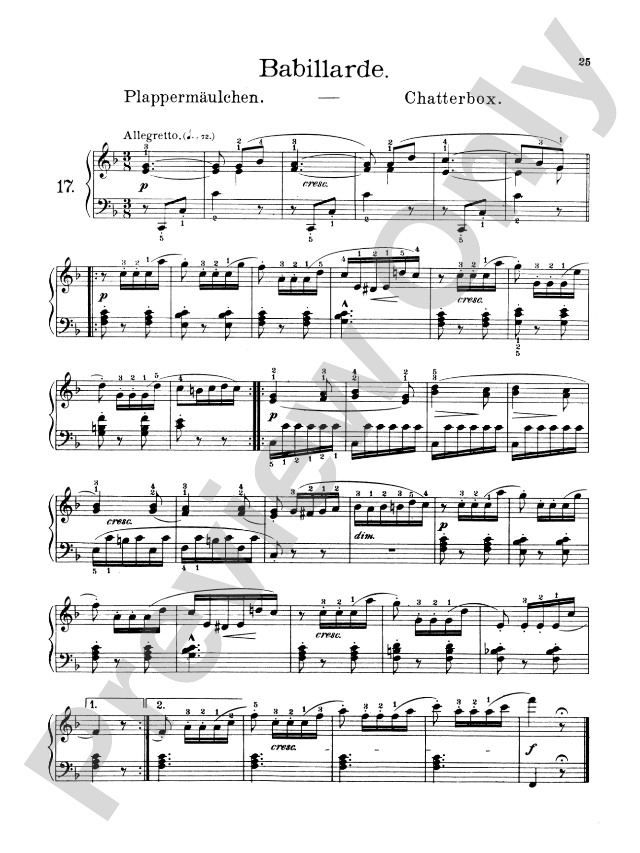 Burgmüller: Twenty-five Easy Etudes, Op. 100