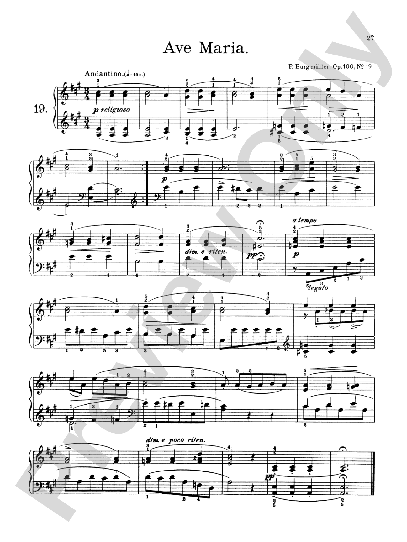 Burgmüller: Twenty-five Easy Etudes, Op. 100
