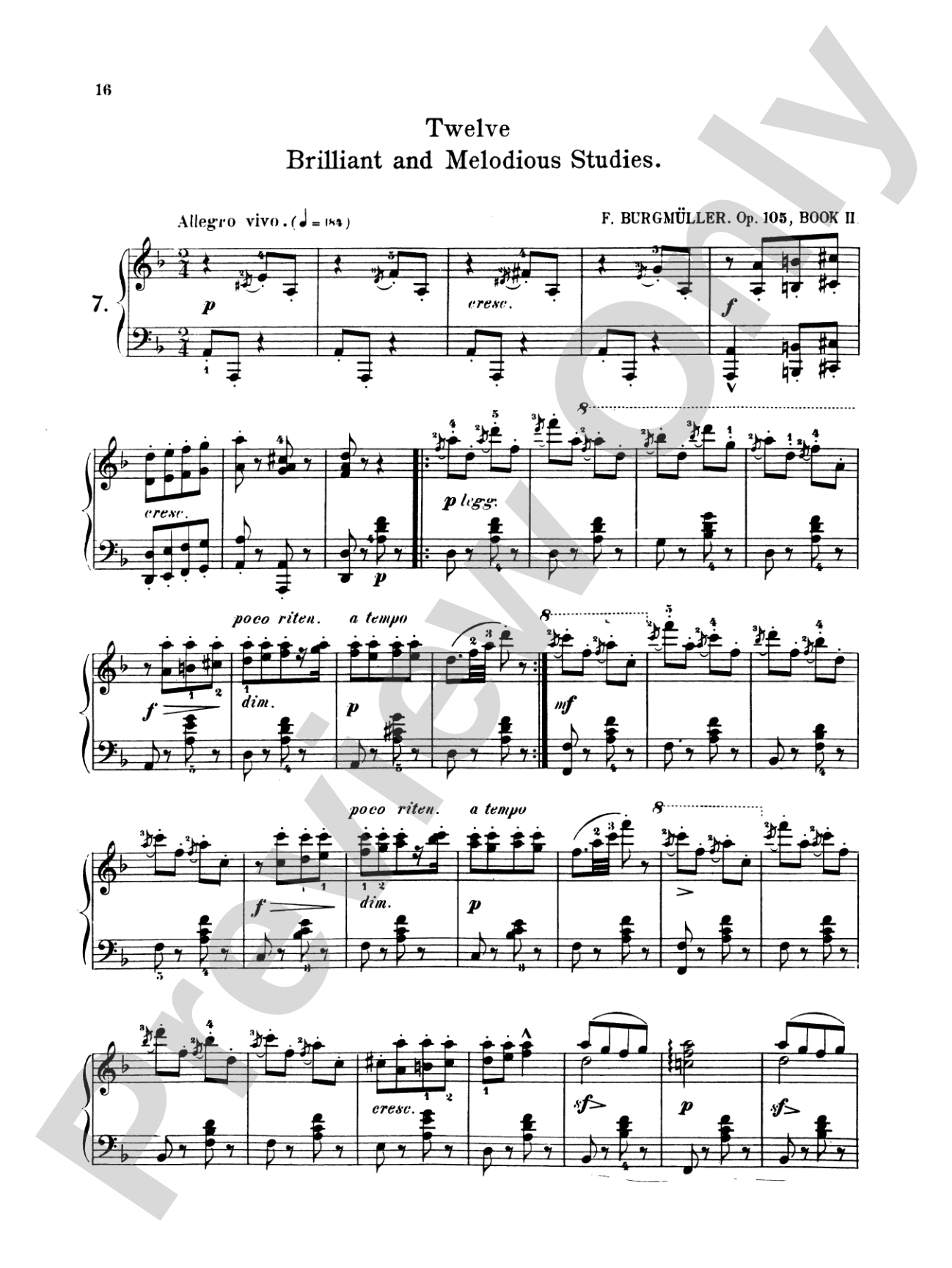 Burgmüller: Twelve Brilliant and Melodious Studies, Op. 105