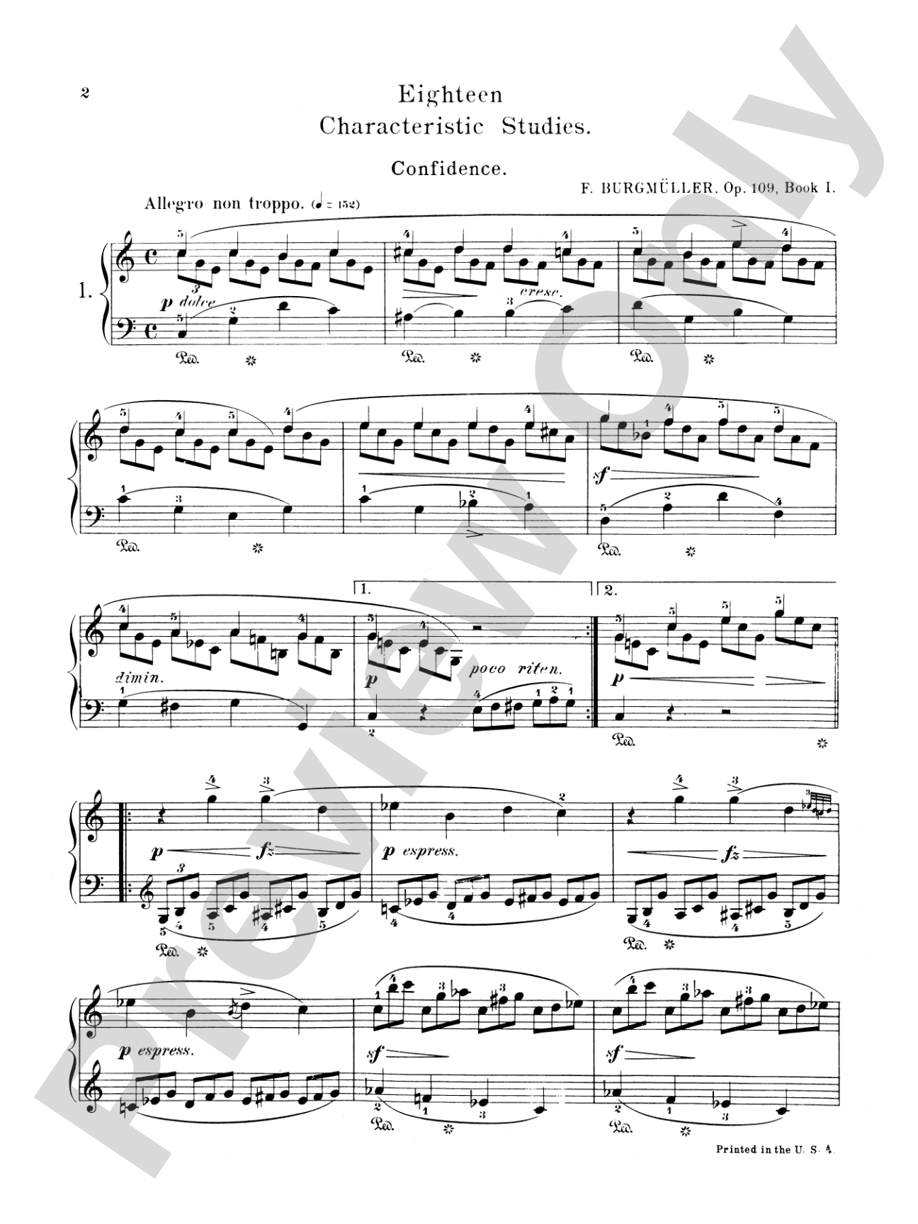 Burgmüller: Eighteen Characteristic Studies, Op. 109: Piano Book