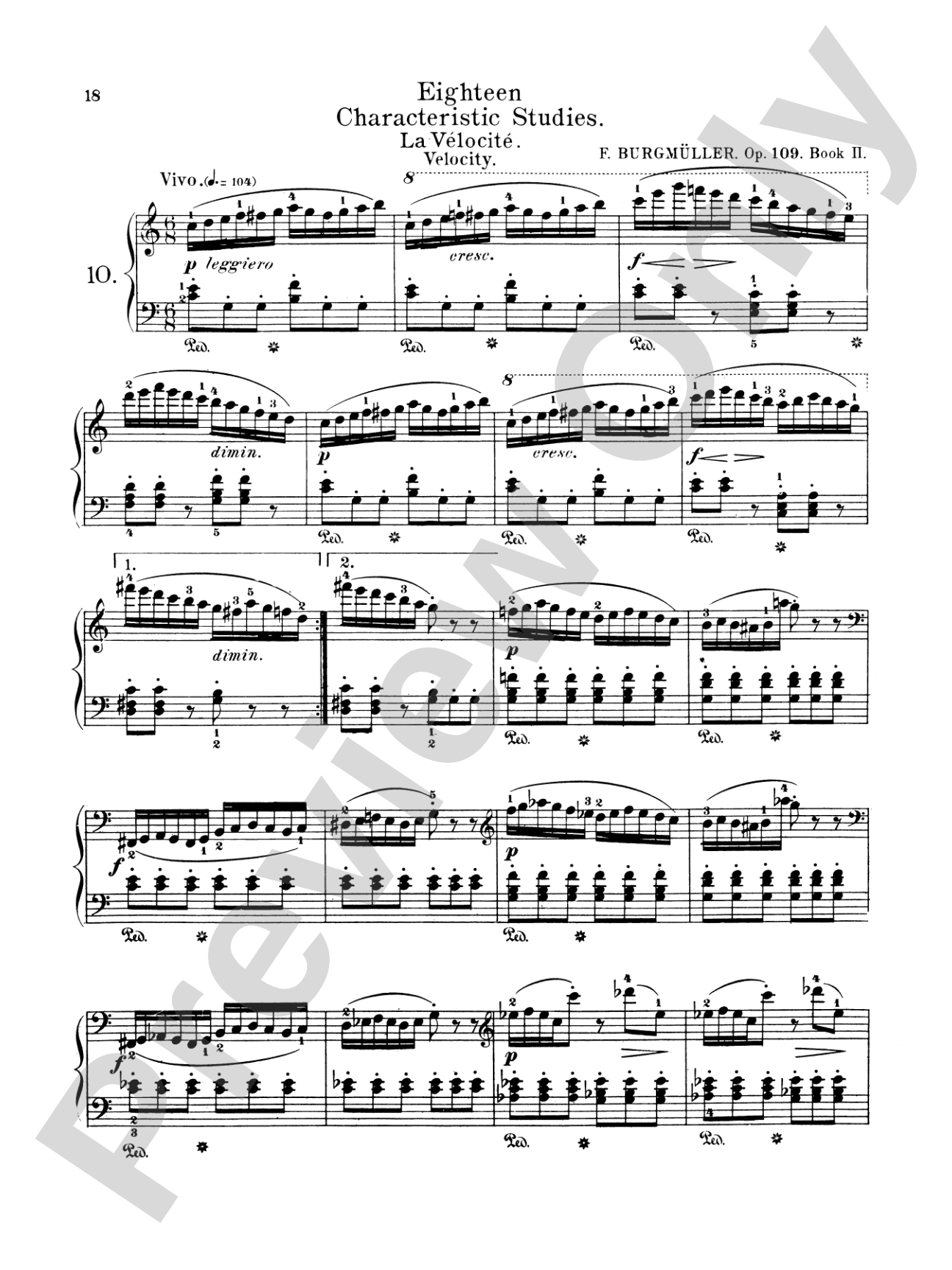 Burgmüller: Eighteen Characteristic Studies, Op. 109