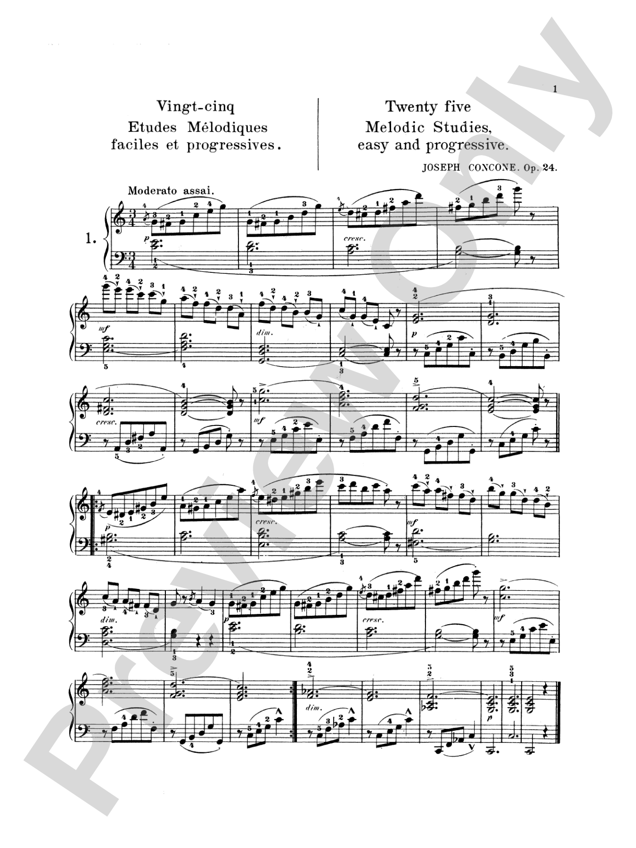Concone: Twenty-five Melodious Studies, Op. 24: Piano Book