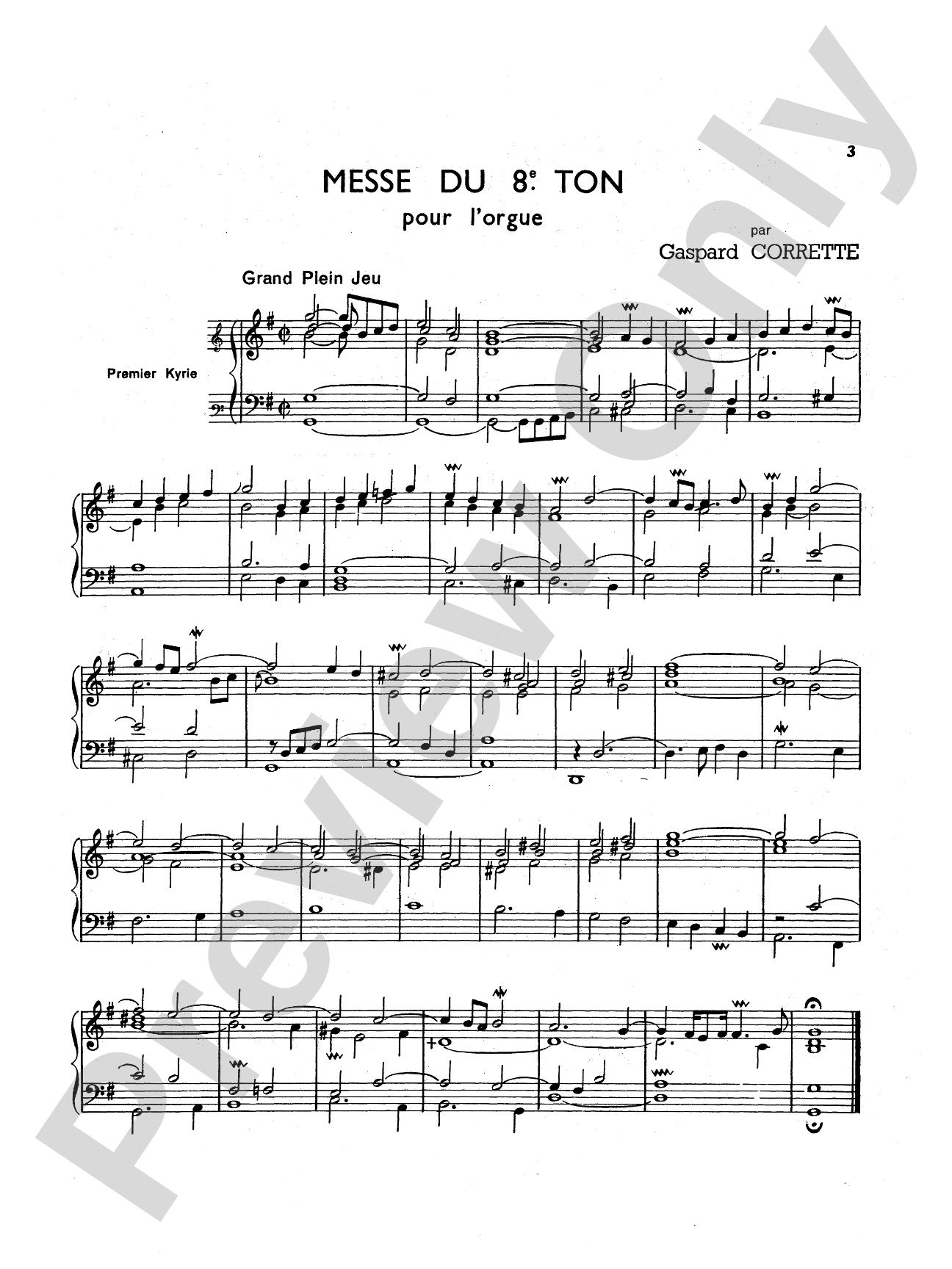 Corette: Missa Octavi Toni: Organ Sheet