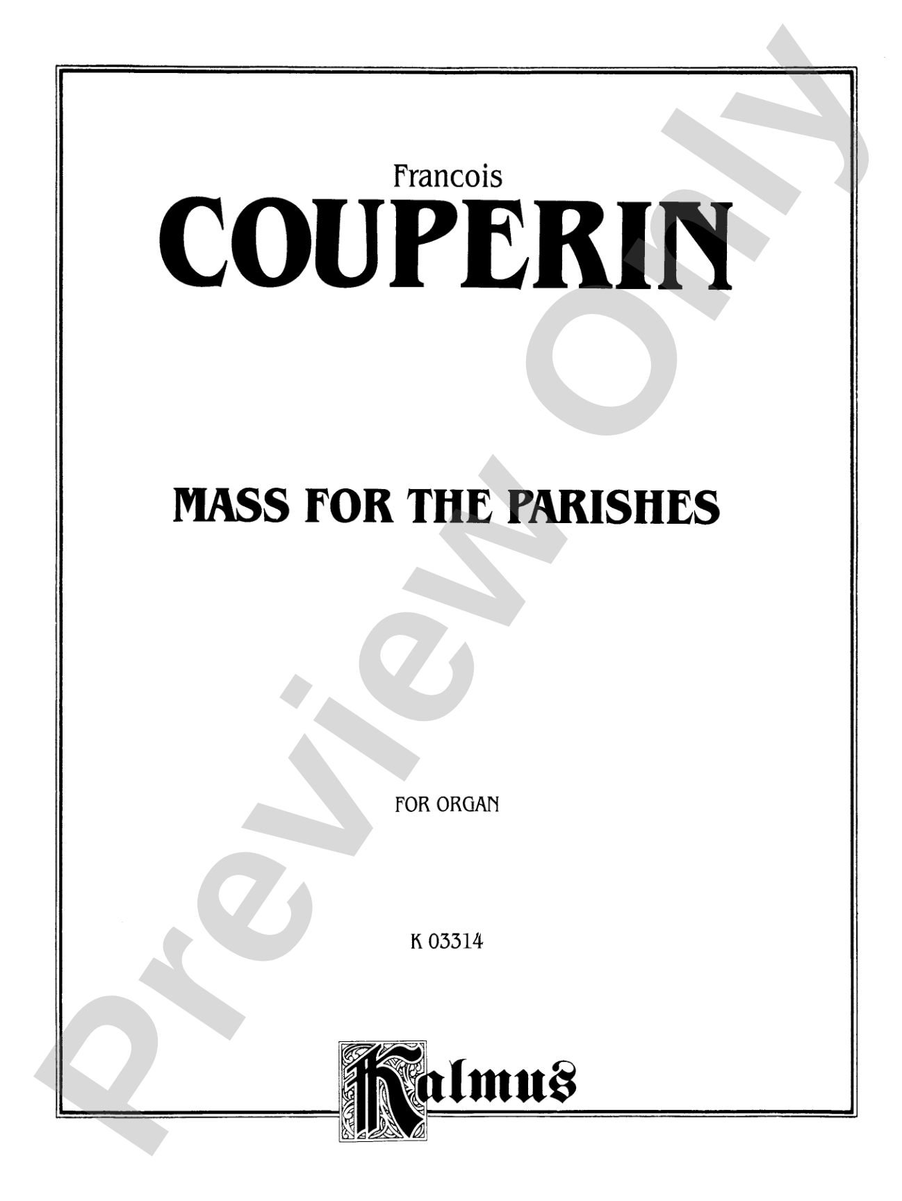 Couperin: Mass for the Parishes: Organ Sheet