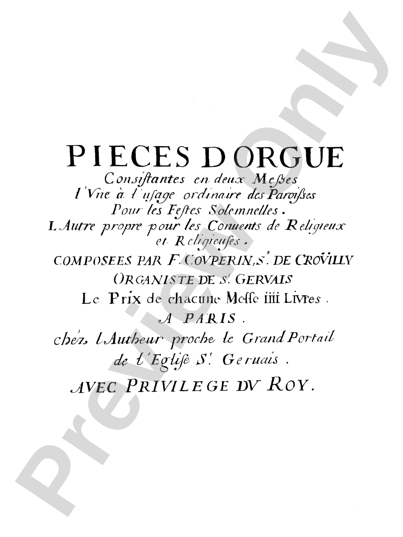 Couperin: Mass for the Parishes: Organ Sheet