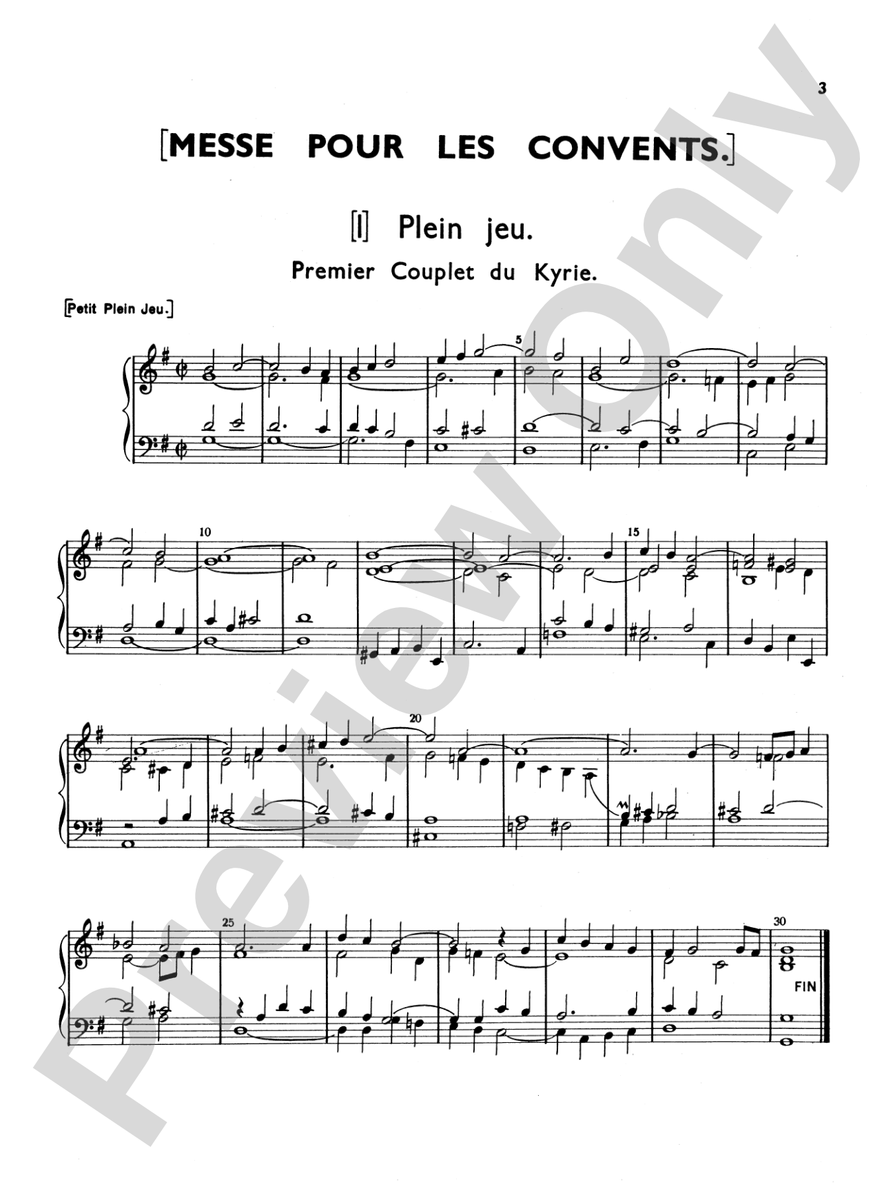 Couperin: Mass for the Convents: Organ Sheet