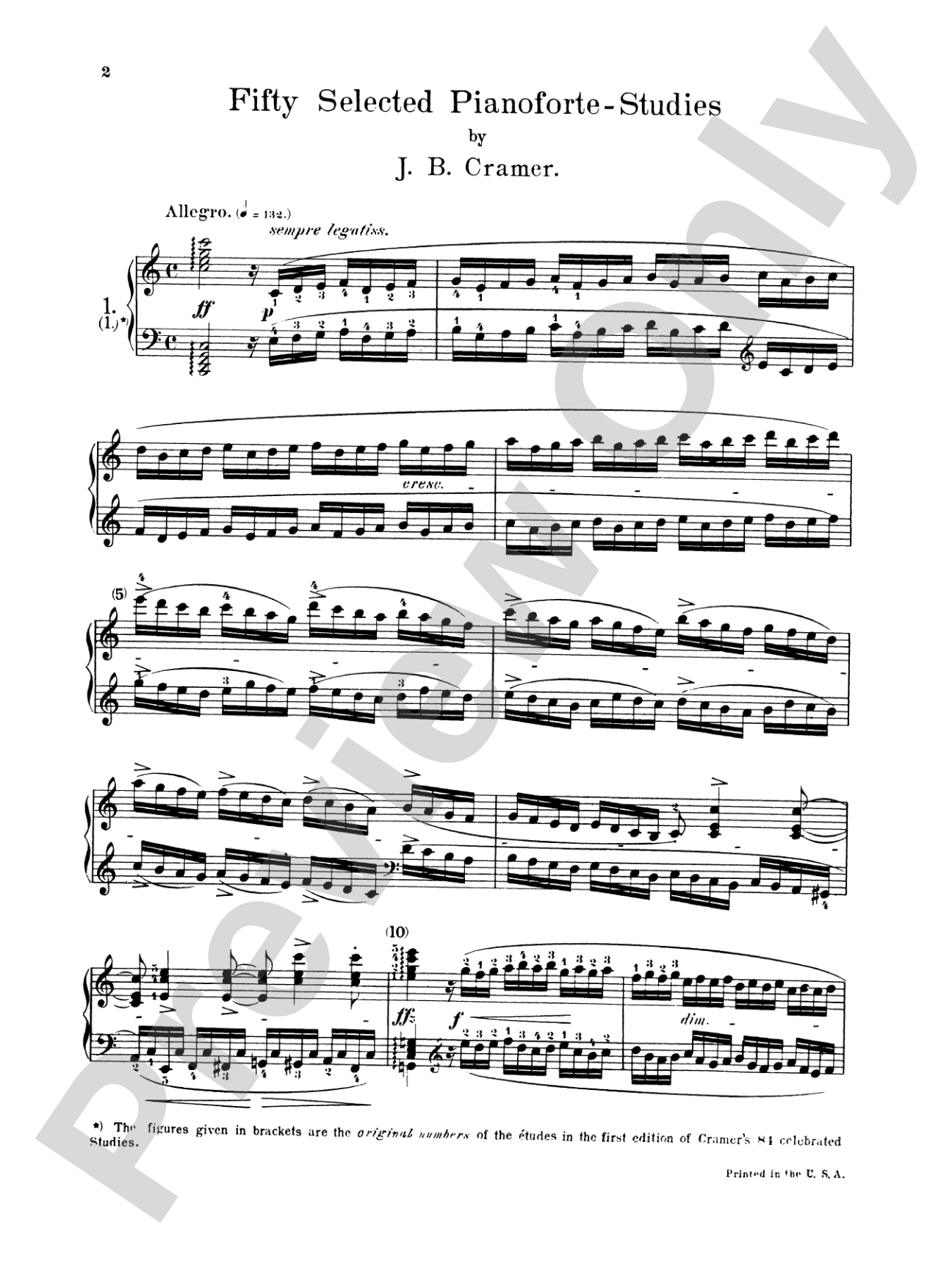 Cramer: Fifty Selected Studies (Arr. Hans von Bülow): Piano Book