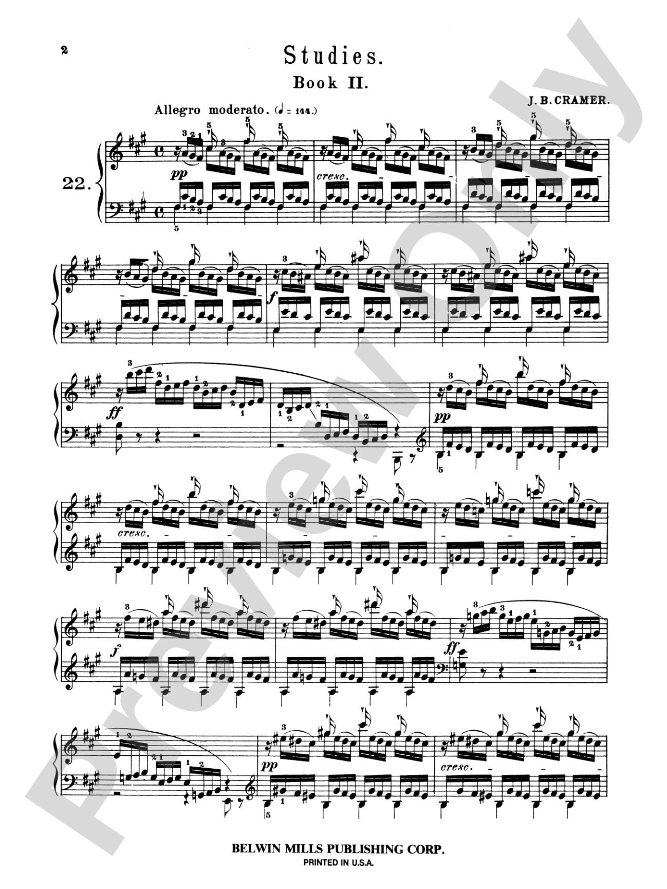 Cramer: Eighty-Four Studies (Volume II): Piano Book