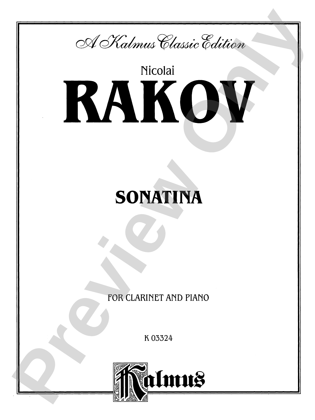Rakov: Sonatina: Clarinet Part(s)