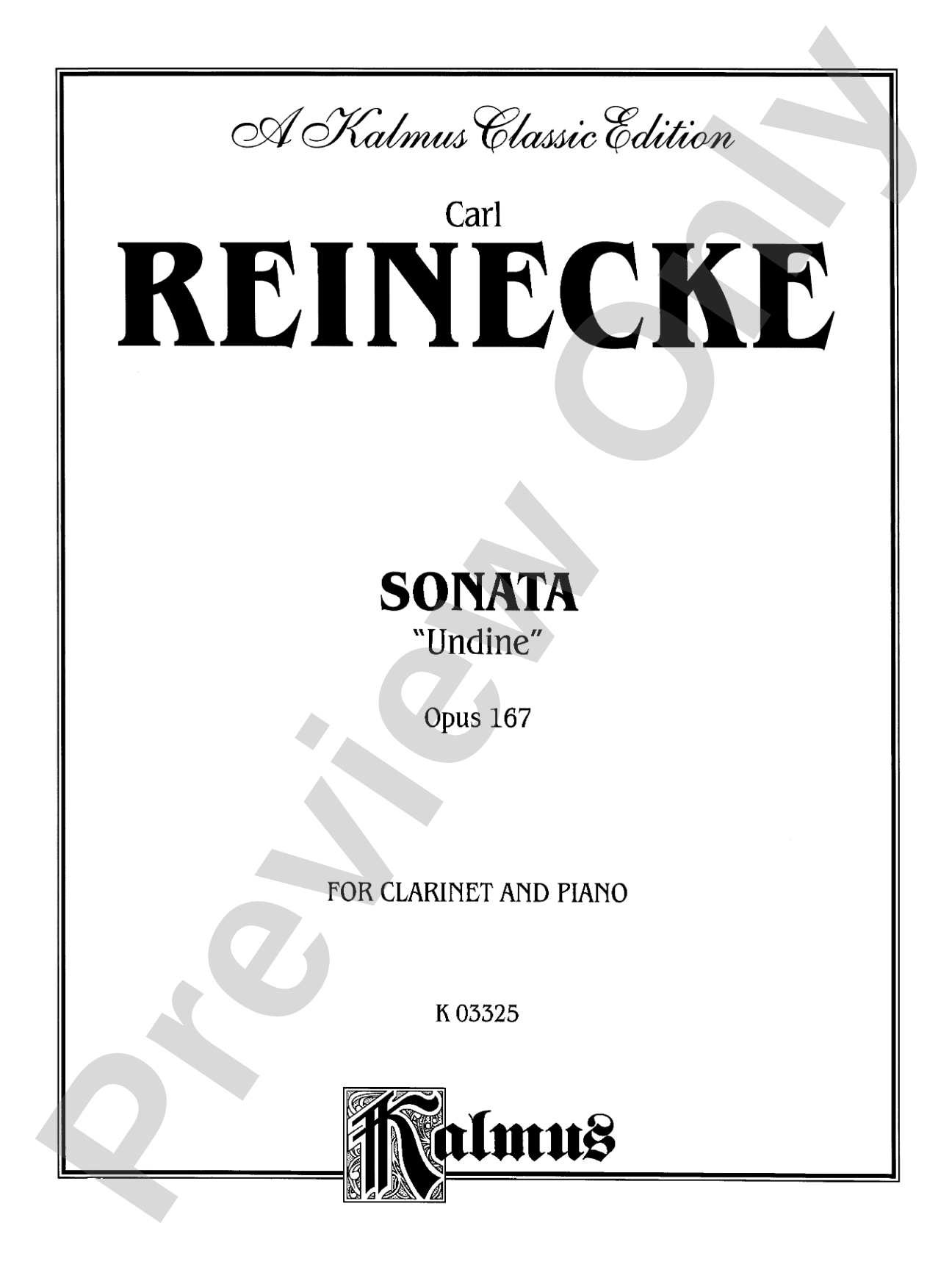 Reinecke: Sonata "Undine", Op. 167: Clarinet Part(s)