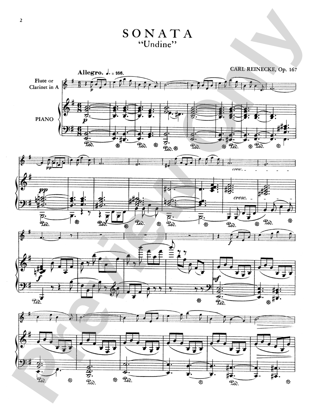 Reinecke: Sonata "Undine", Op. 167: Clarinet Part(s)