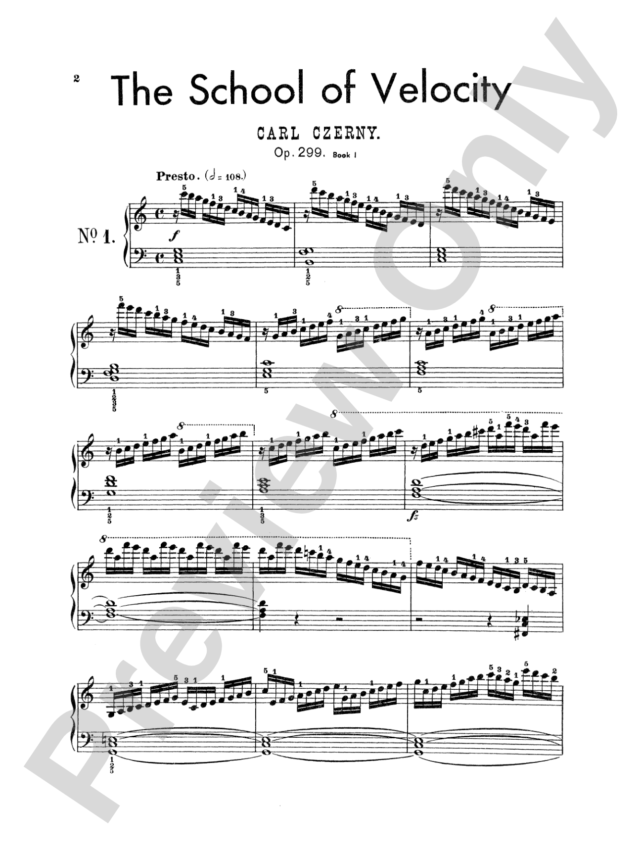 Czerny: School of Velocity, Op. 299 (Volume I): Piano Book