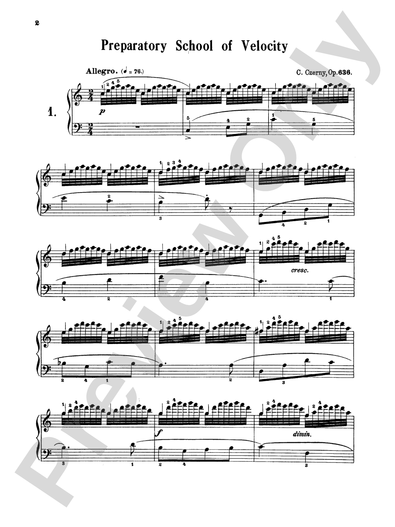 Czerny: Preparatory School of Velocity, Op. 636