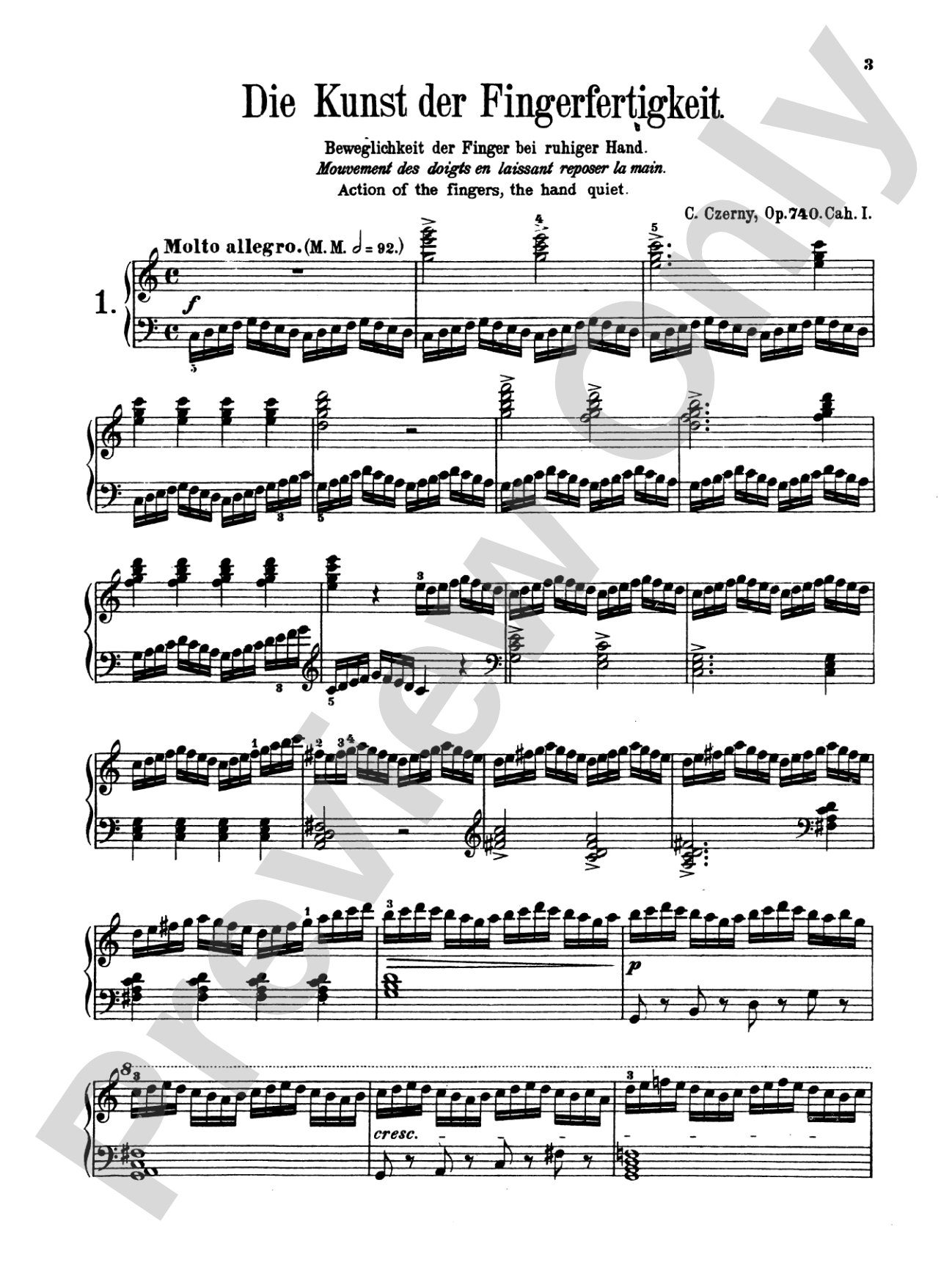 Czerny: Art of Finger Dexterity, Op. 740 (Book I): Piano Book