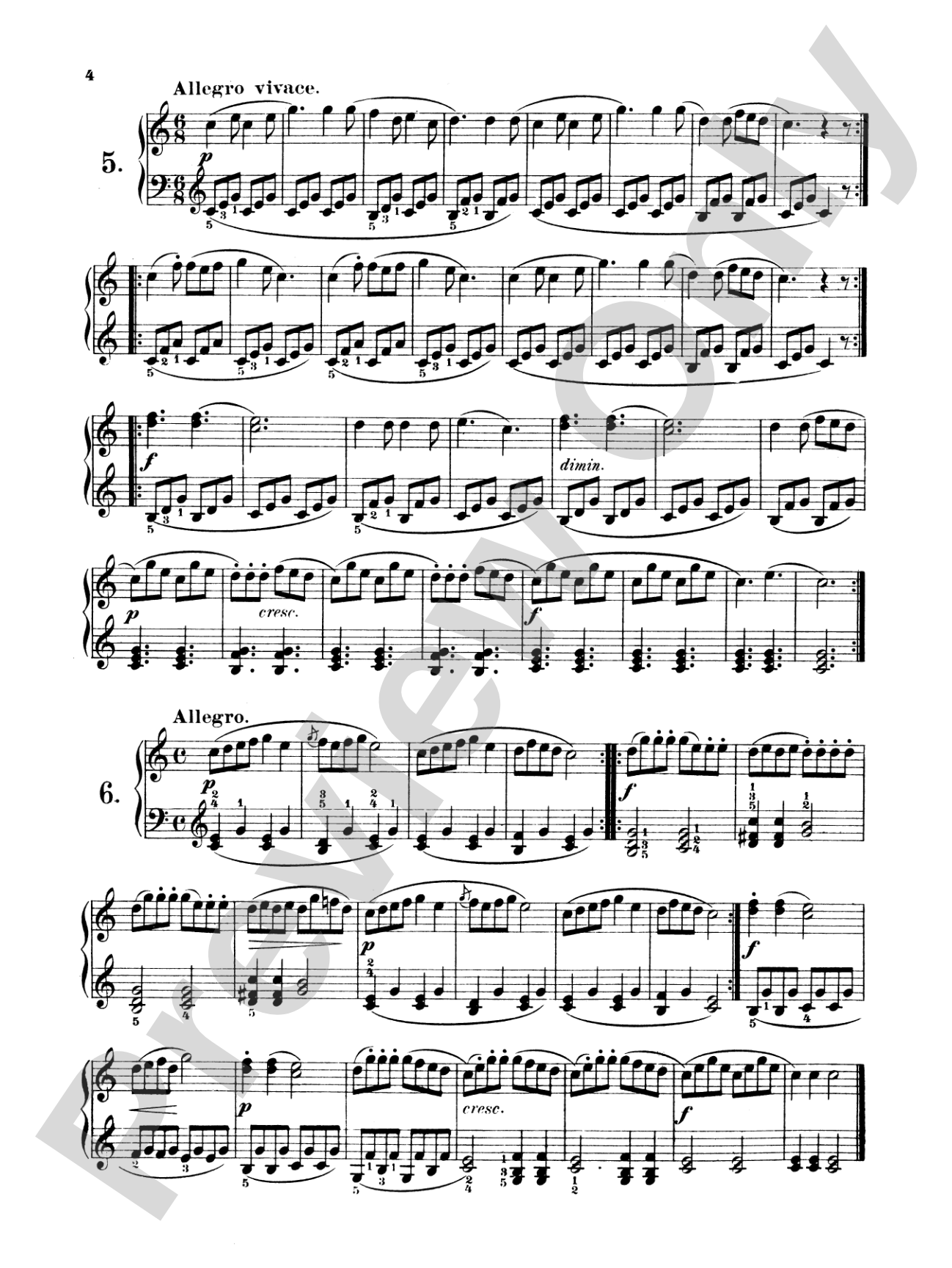 Czerny: Five Finger Studies, Op. 777: Piano Book