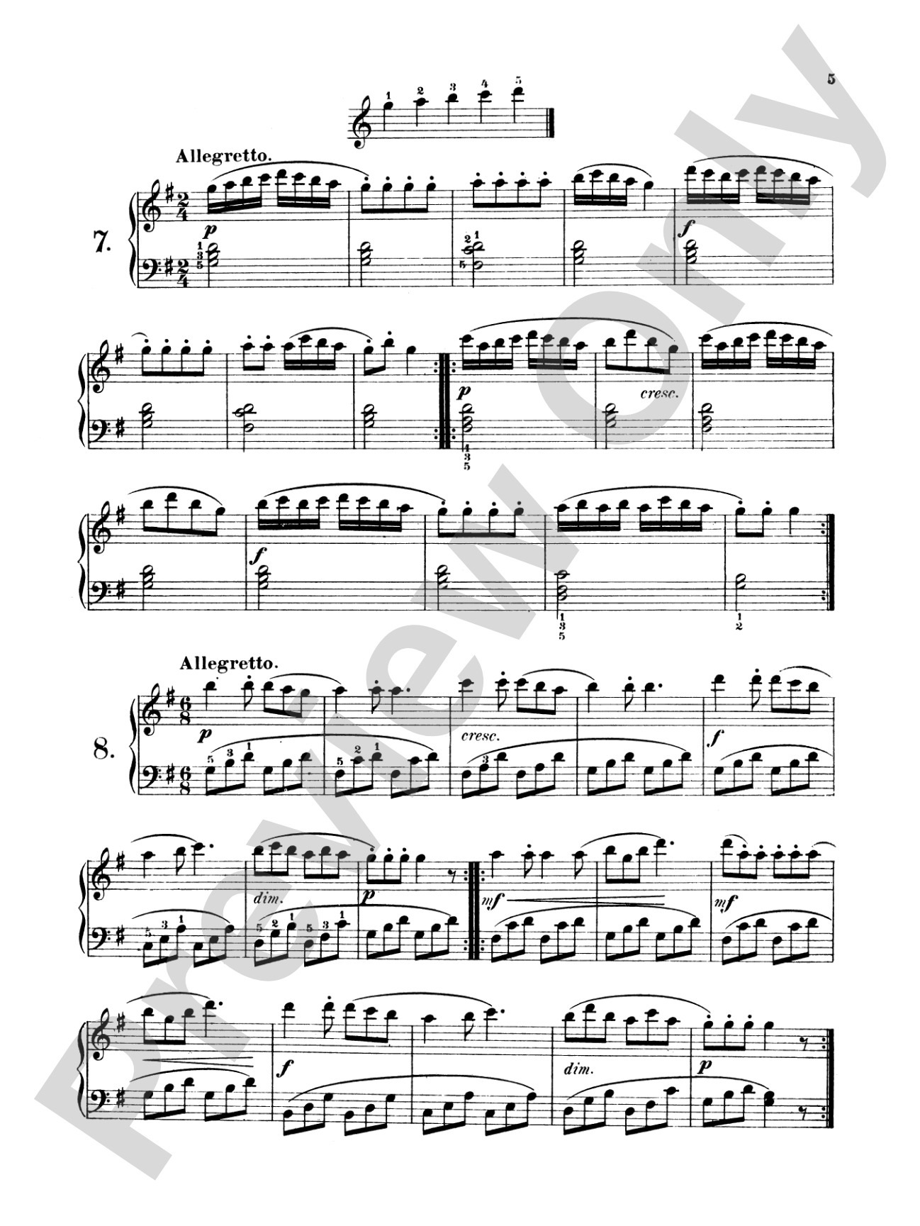 Czerny: Five Finger Studies, Op. 777: Piano Book