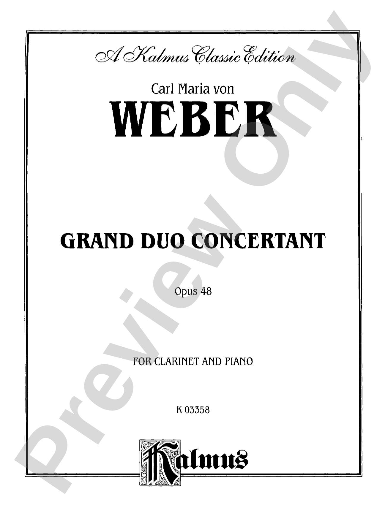 Weber: Grand Duo Concertant, Op. 48: Clarinet Part(s)