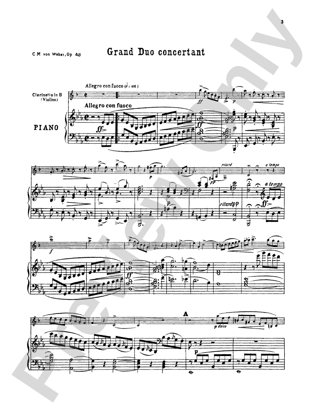 Weber: Grand Duo Concertant, Op. 48: Clarinet Part(s)