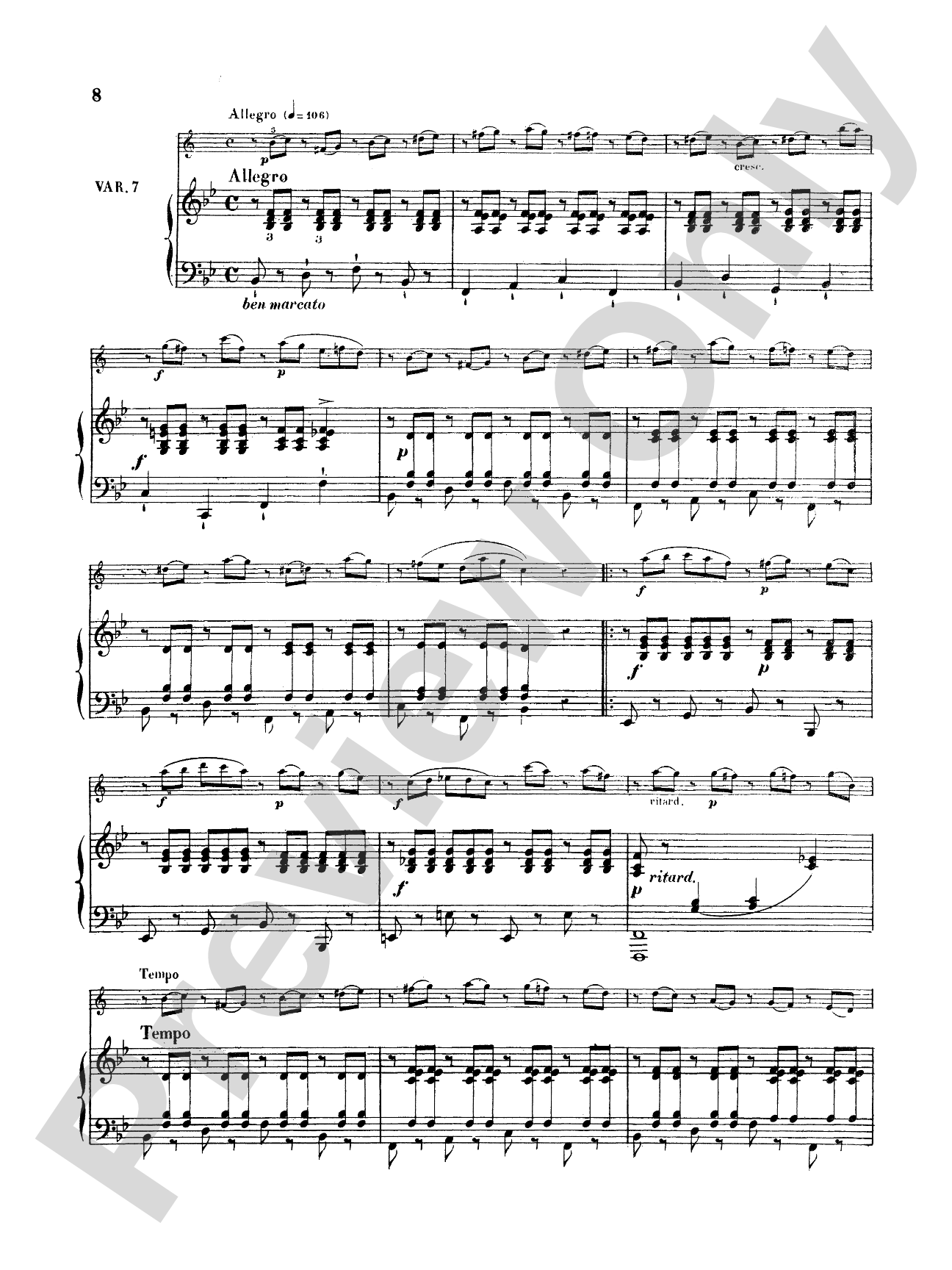 Weber: Variations, Op. 33: Clarinet Part(s)