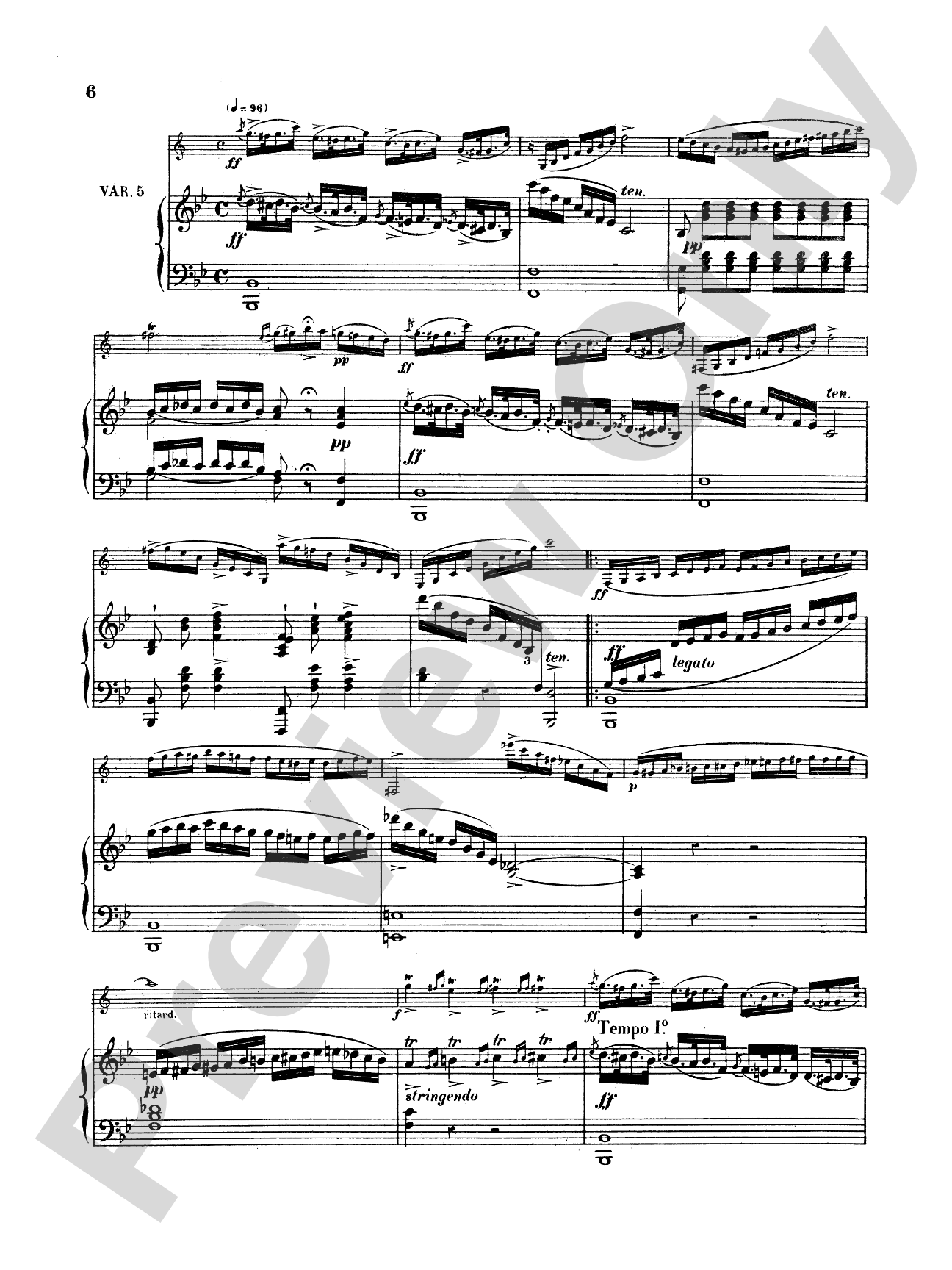 Weber: Variations, Op. 33: Clarinet Part(s)
