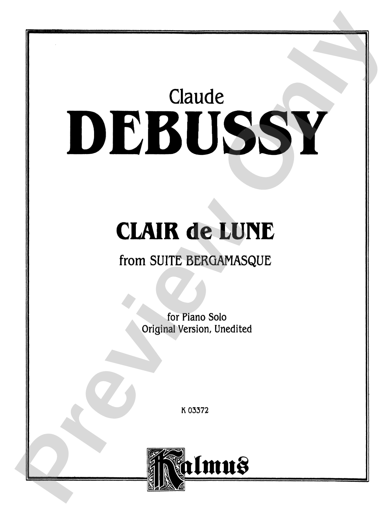 Debussy: Clair de Lune (from Suite Bergamasque): Piano