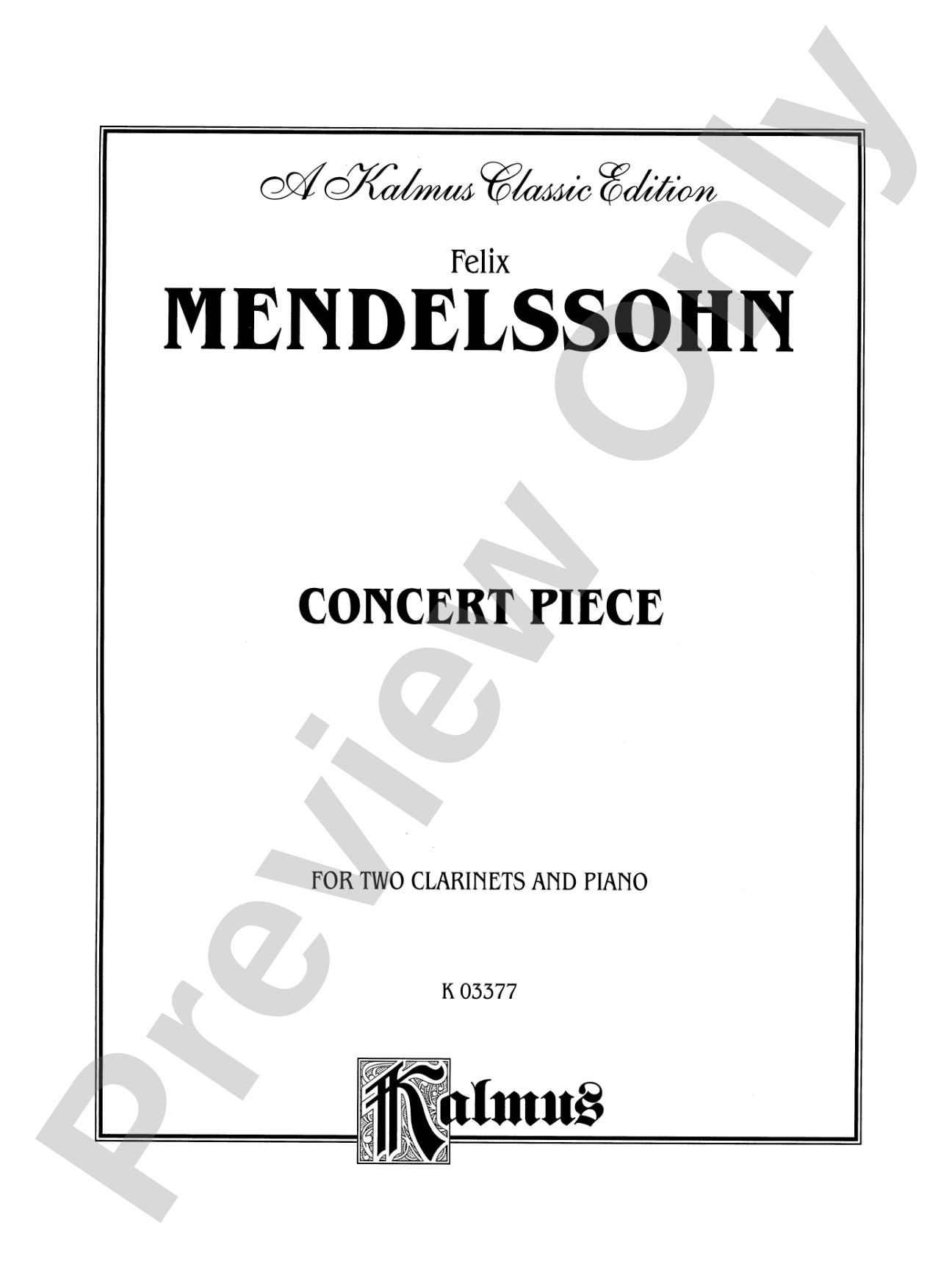 Mendelssohn: Concert Piece: 2 Clarinets & Piano Book