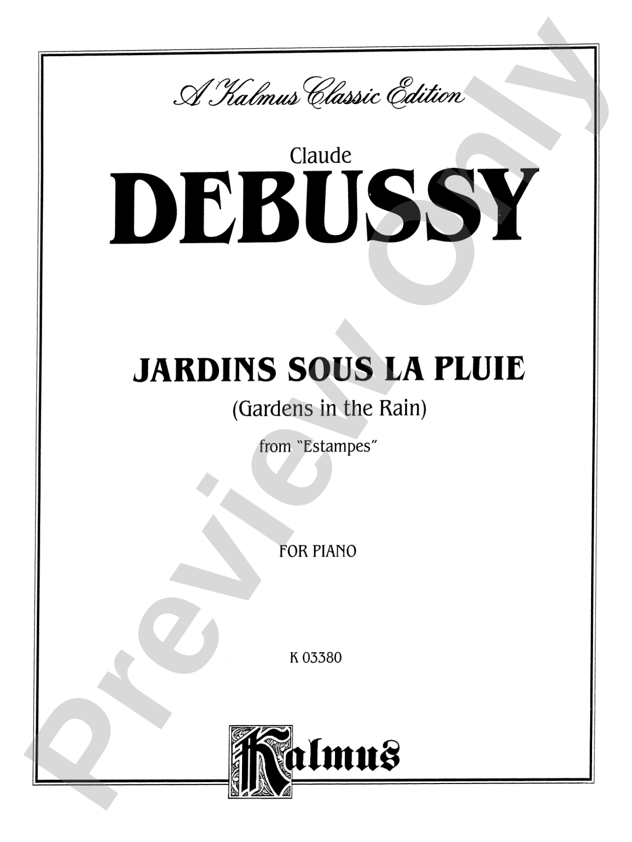 Debussy: Jardins Sous la Pluie: Piano