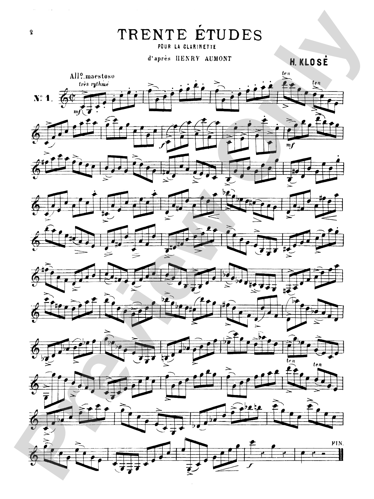 Klosé: Thirty Etudes after H. Aumont: Clarinet Book