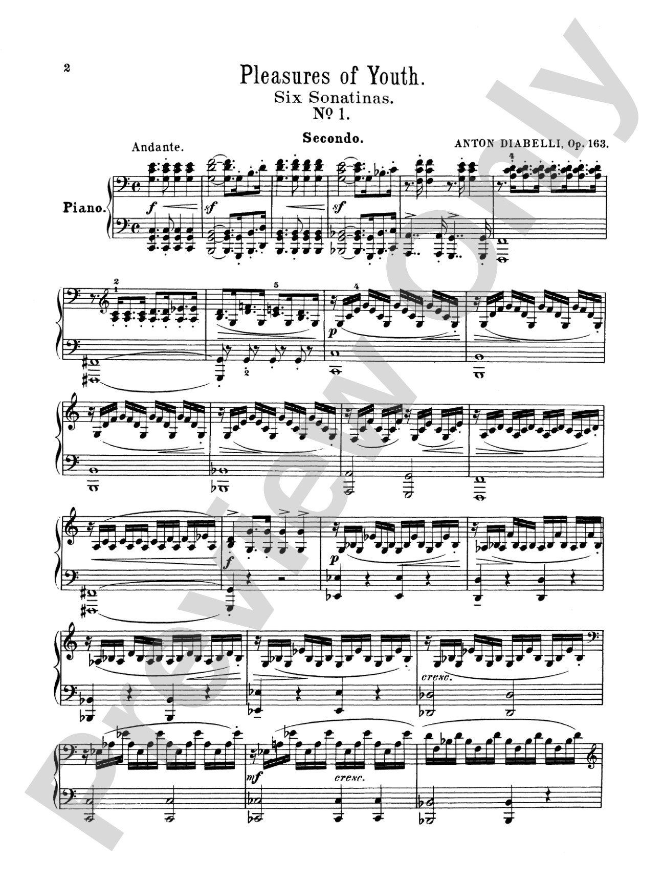 Diabelli: Pleasures of Youth (Six Sonatinas on Five Notes): Piano Duet (1 Piano, 4 Hands) Book