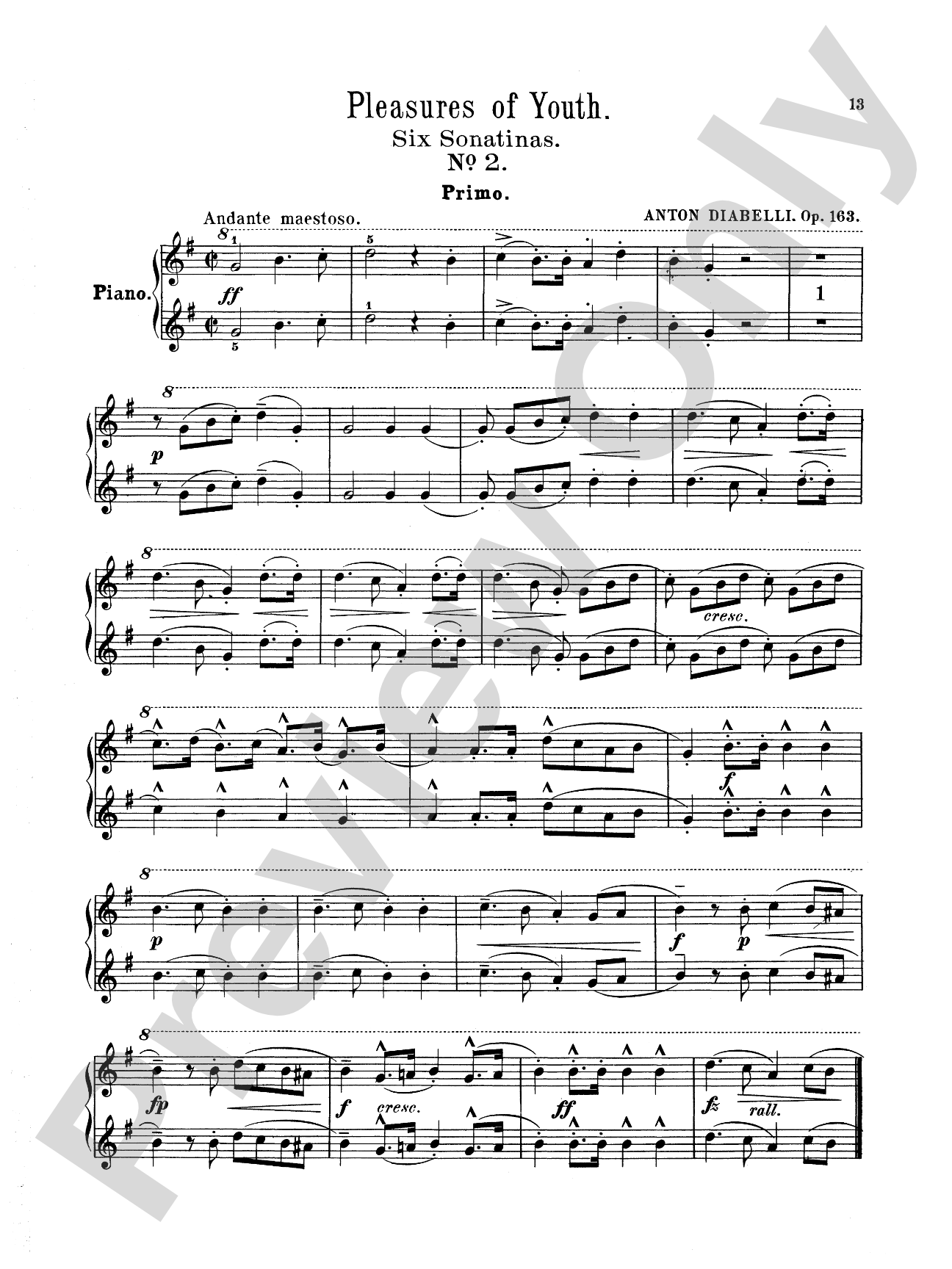 Diabelli: Pleasures of Youth (Six Sonatinas on Five Notes)