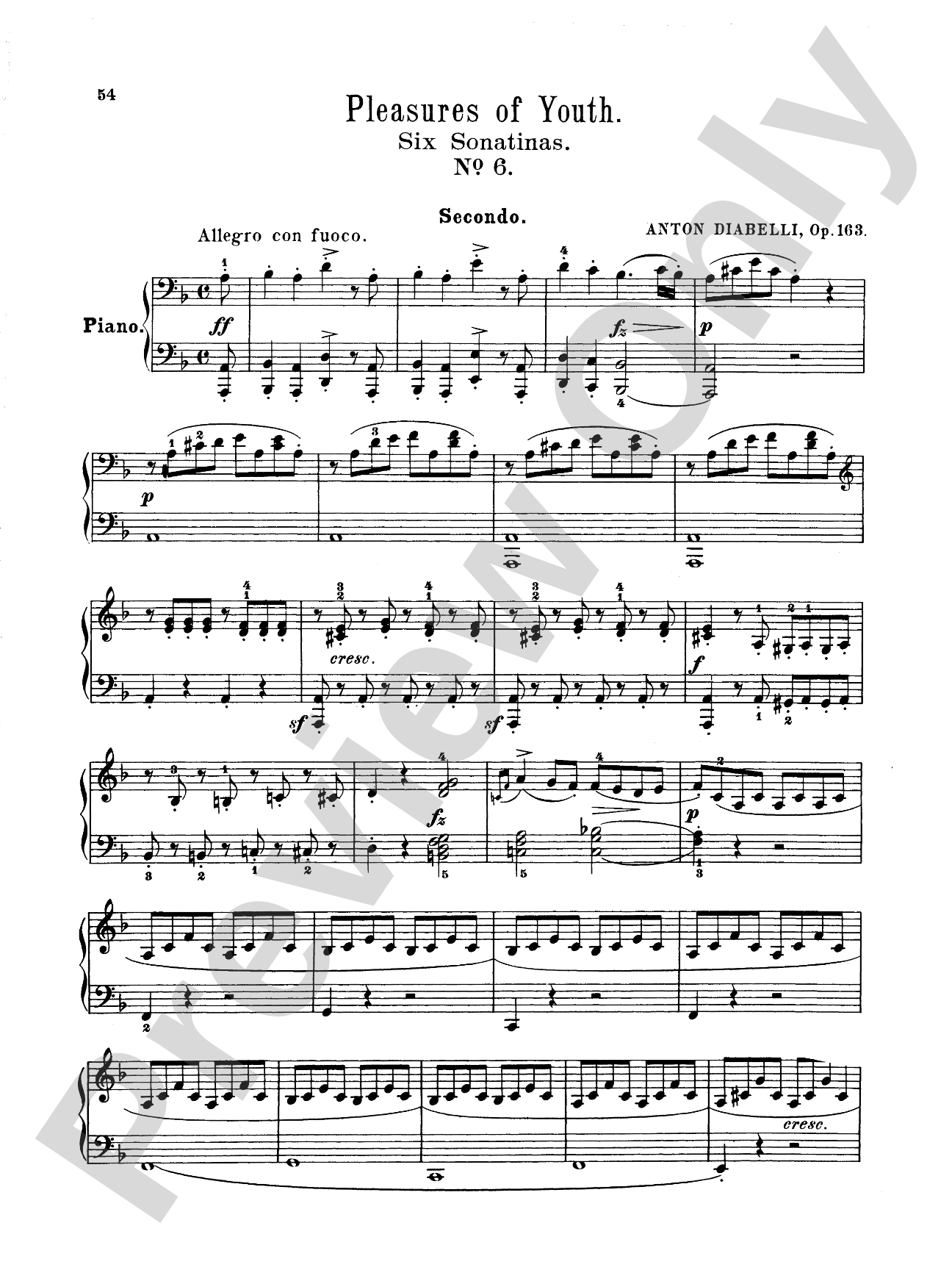 Diabelli: Pleasures of Youth (Six Sonatinas on Five Notes)