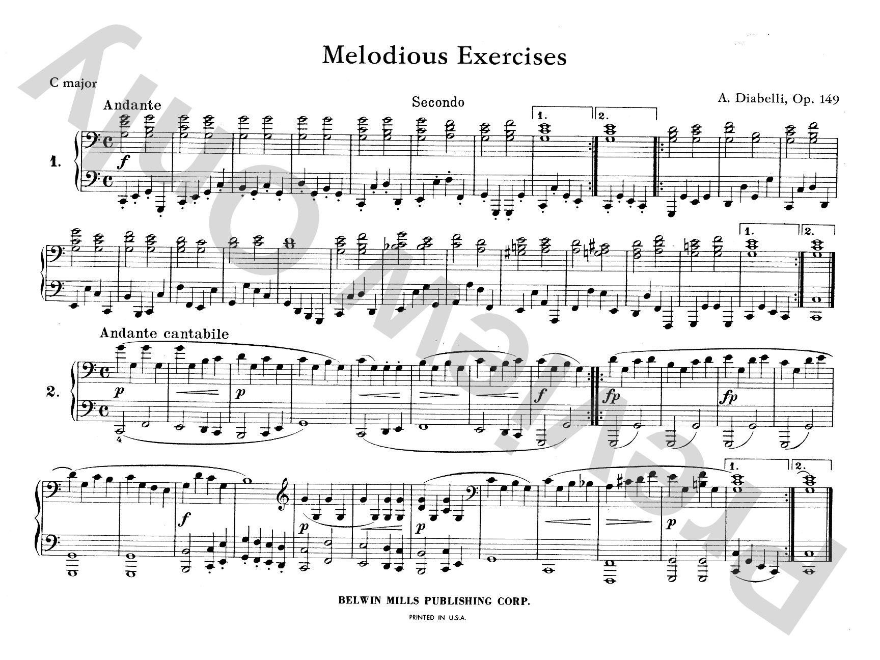 Diabelli: Melodious Exercises, Op. 149: Piano Duet (1 Piano, 4 Hands) Comb Bound Book