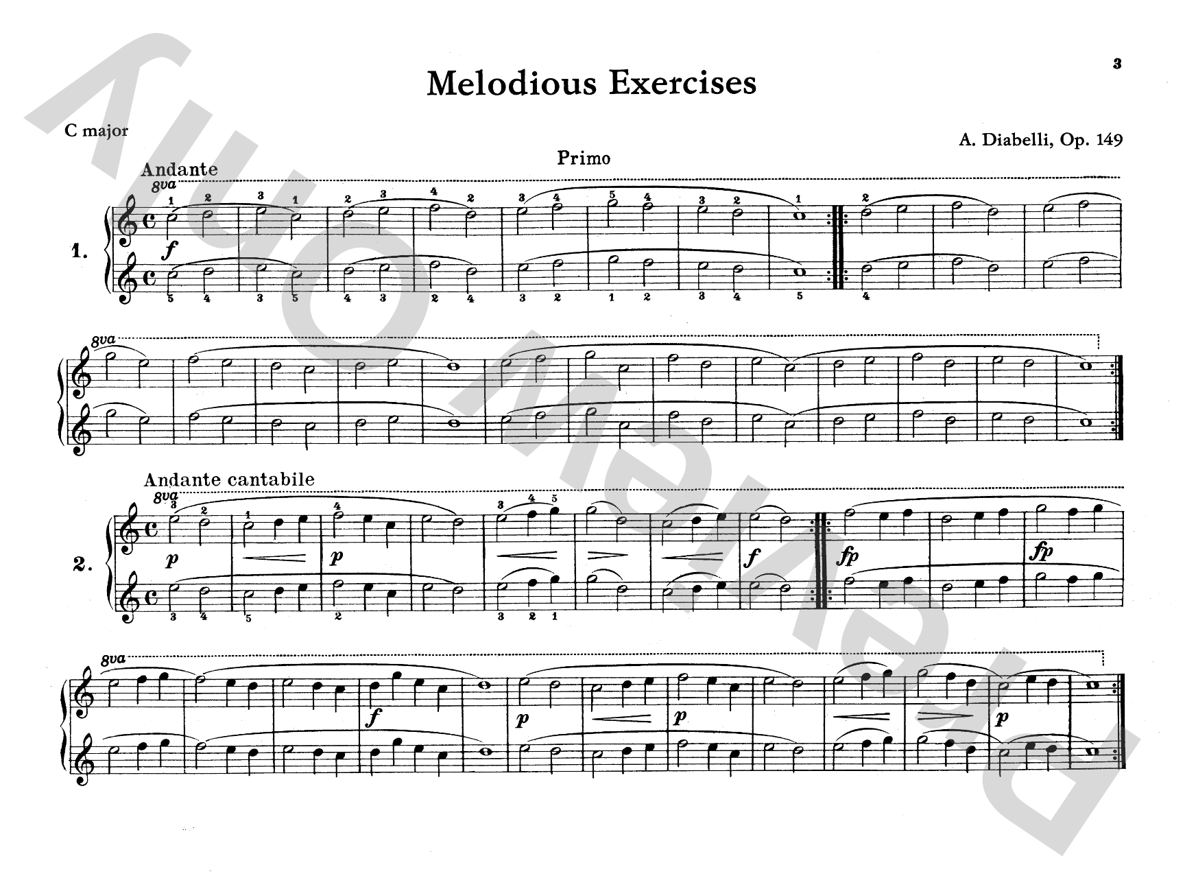 Diabelli: Melodious Exercises, Op. 149: Piano Duet (1 Piano, 4 Hands) Comb Bound Book