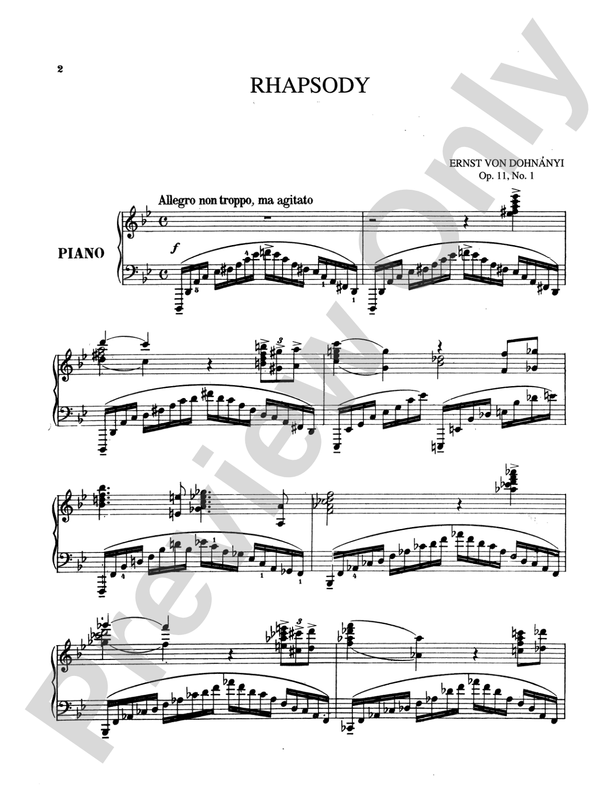 Dohnányi: Rhapsody, Op. 11, No. 1: Piano