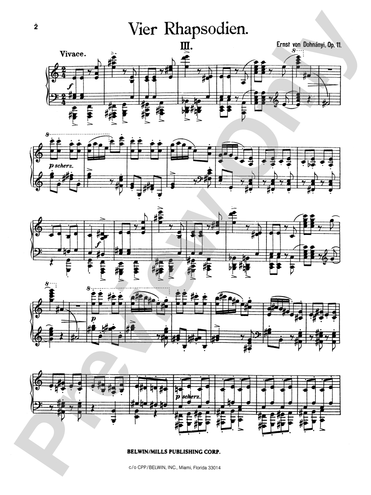 Dohnányi: Rhapsody, Op. 11, No. 3: Piano