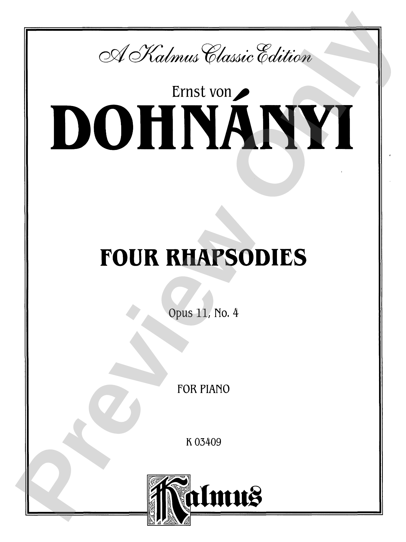 Dohnányi: Rhapsody, Op. 11, No. 4: Piano