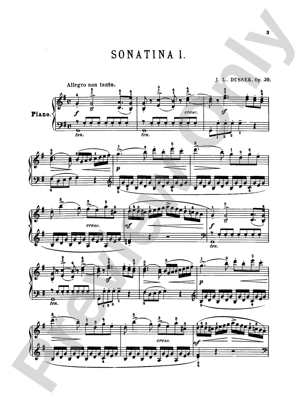 Dussek: Sonatinas, Op. 20: Piano Book