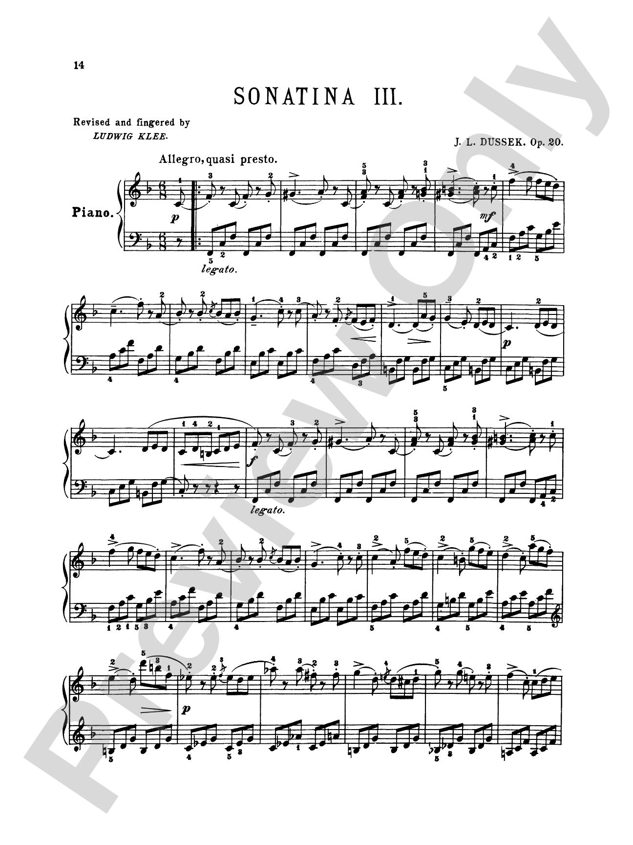 Dussek: Sonatinas, Op. 20