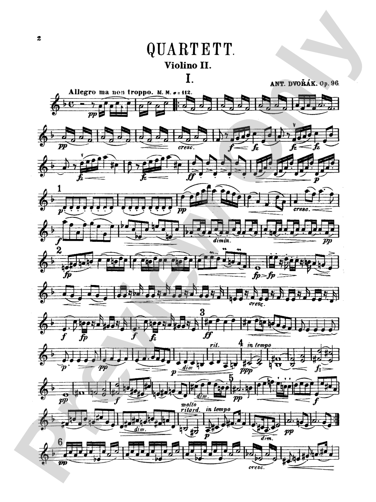 Dvorák: String Quartet in F, Op. 96