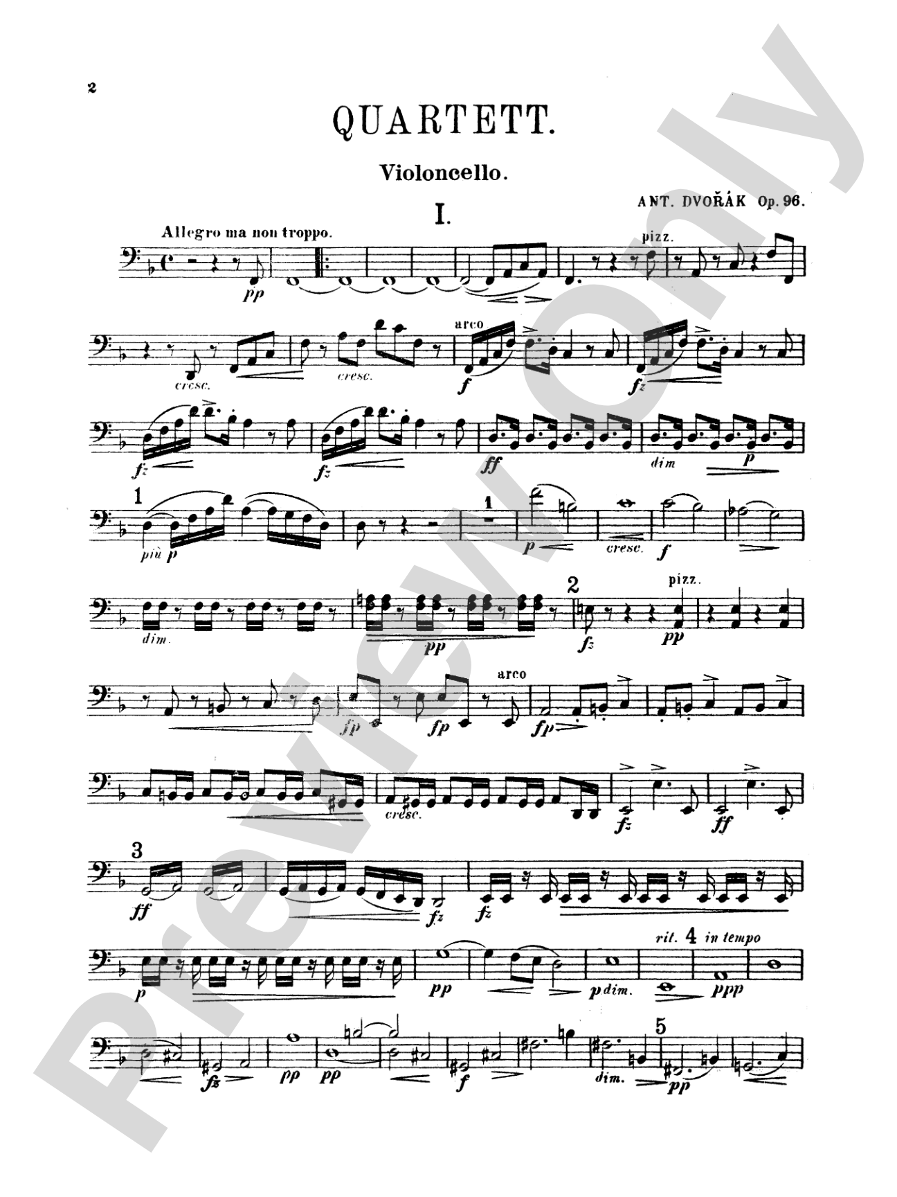 Dvorák: String Quartet in F, Op. 96