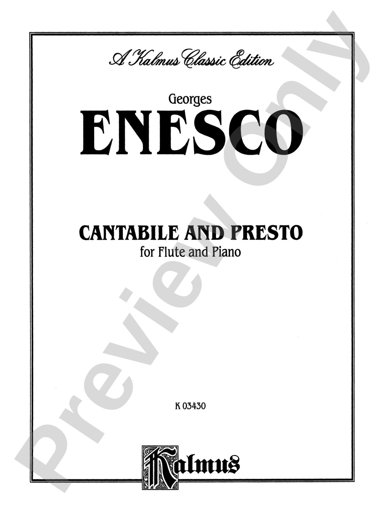 Enesco: Cantabile and Presto: Flute Part(s)