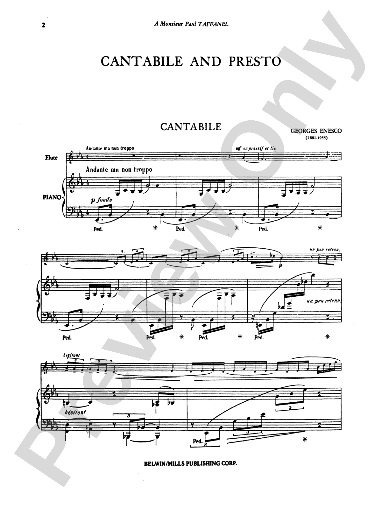 Enesco: Cantabile and Presto: Flute Part(s)