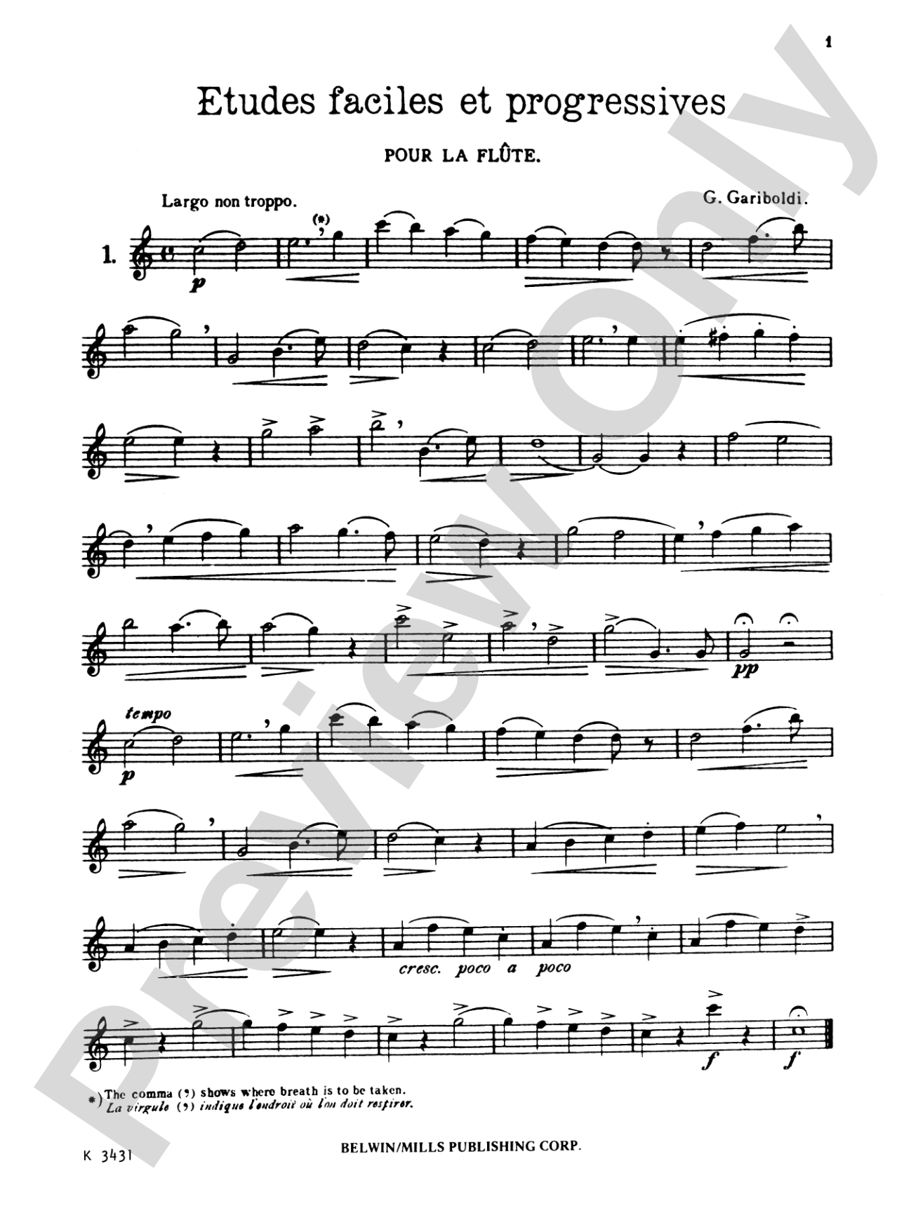 Gariboldi: Thirty Easy and Progressive Studies, Volume I (Nos. 1-15)