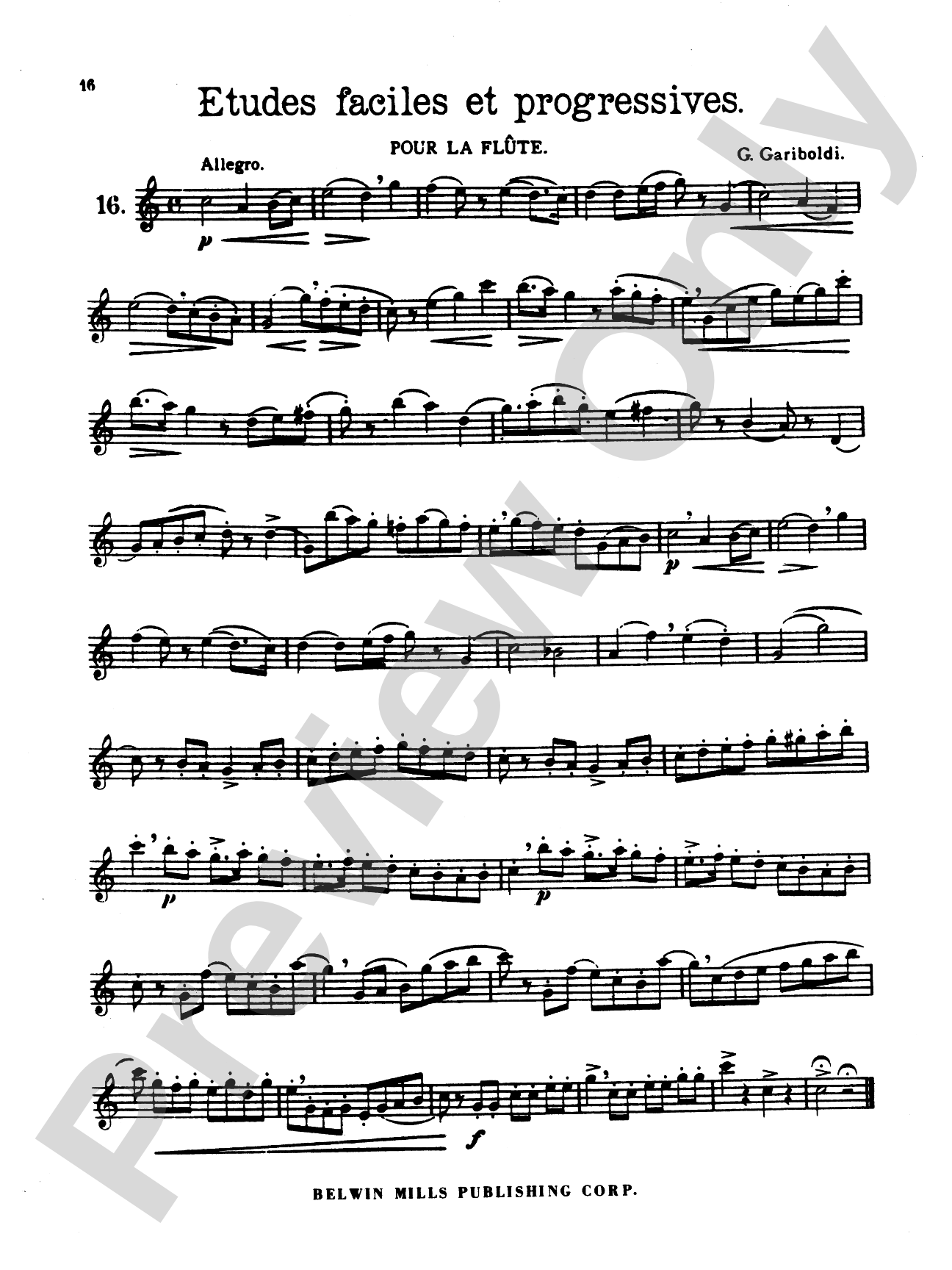 Gariboldi: Thirty Easy and Progressive Studies, Volume II (Nos. 16-30): Flute Book